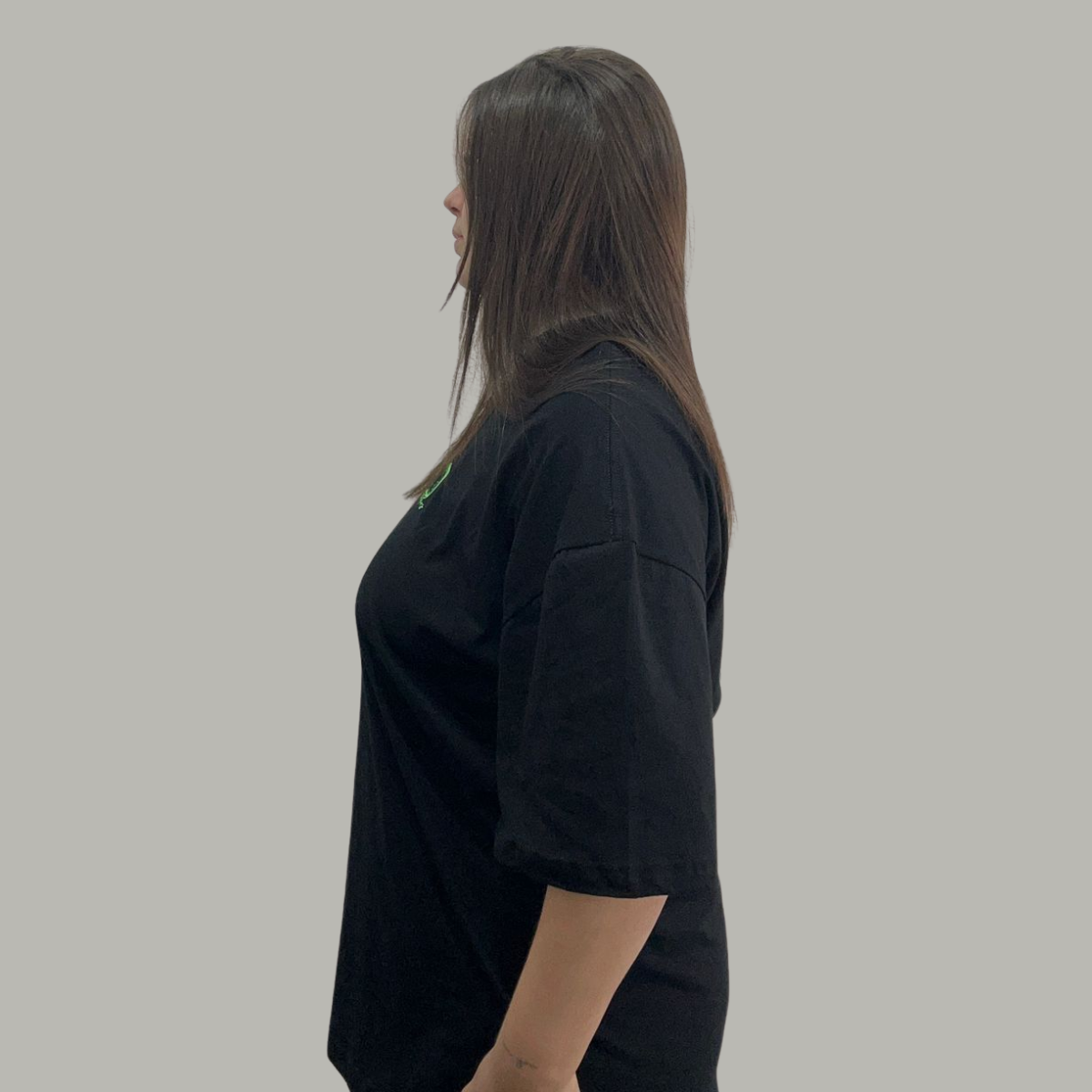 CAMISETA FIO 30.1 PENTEADA OVERSIZED PREMIUM PRETA FEMININA ALIEN