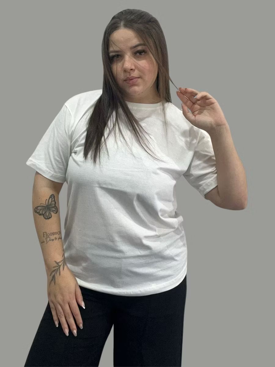 Camiseta Off White Básica Premium em Algodão Penteado Fio 30.01