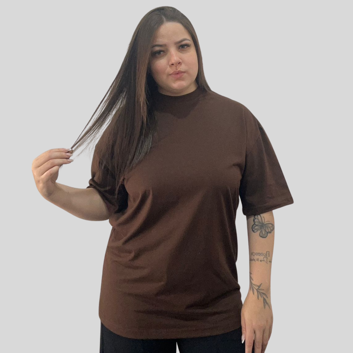 Camiseta Oversized Basic Streetwar Unissex 100% Algodão Marrom