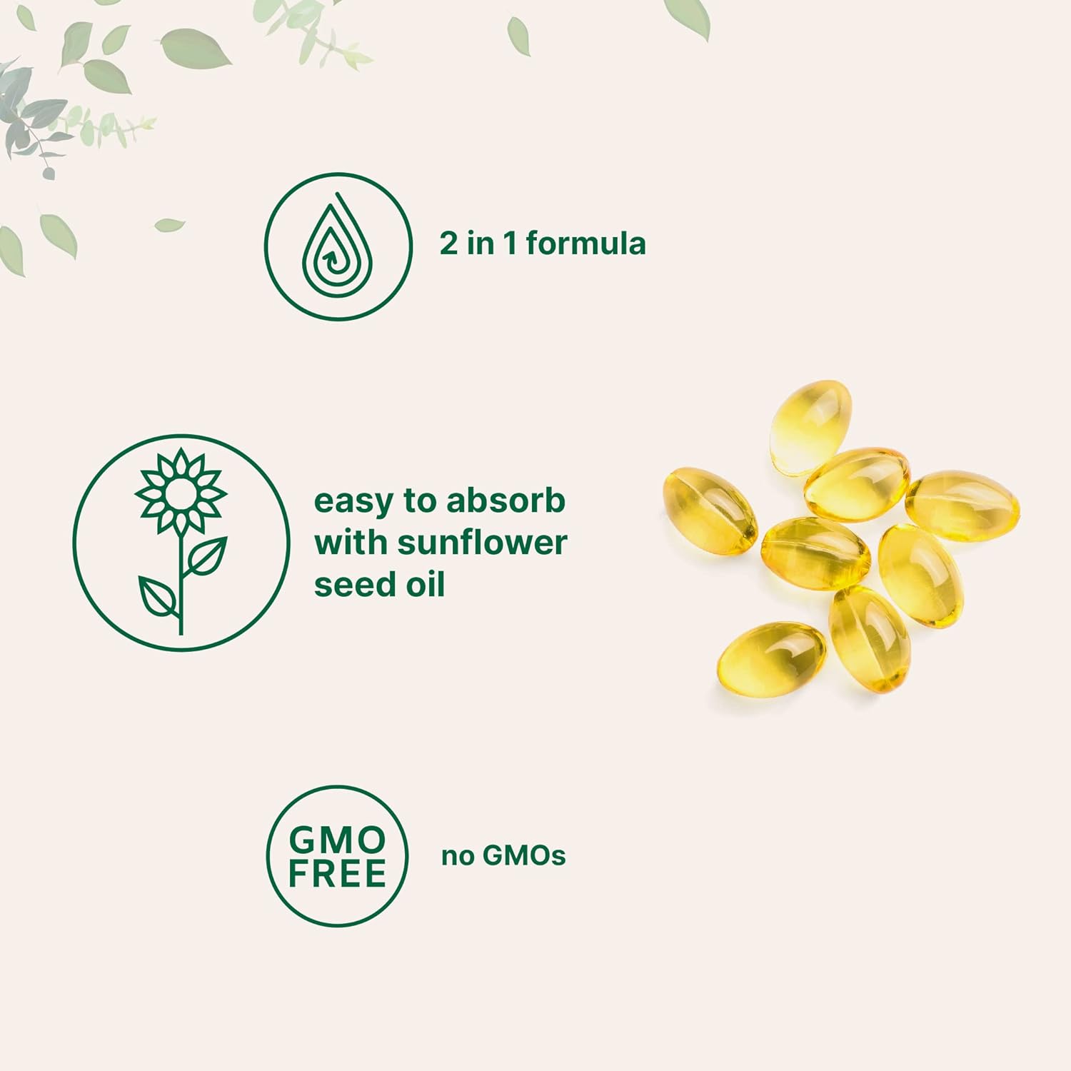 Vitamin D3 + K2 Softgels 300 Capsules