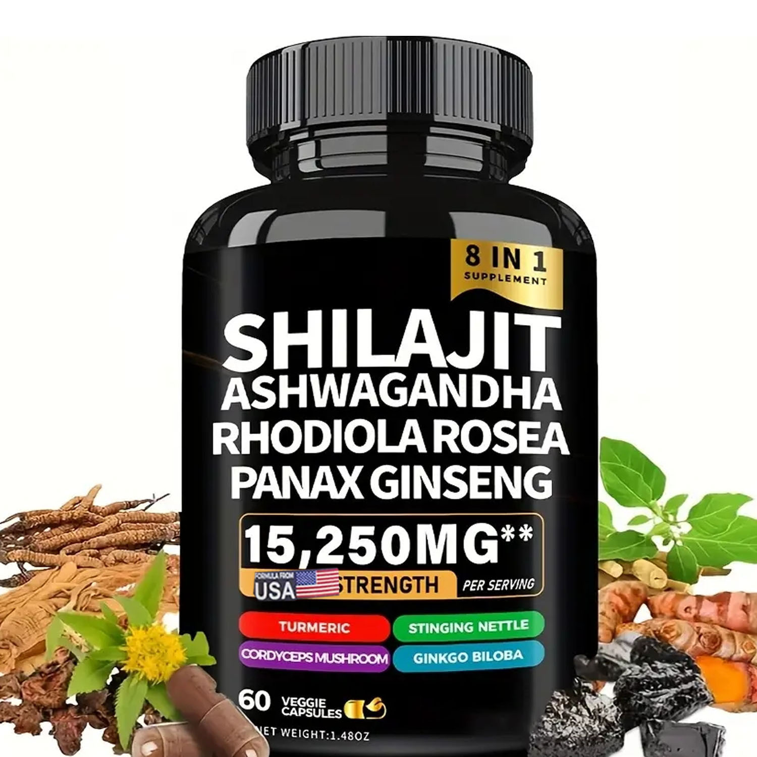 Lovovey - 8-in-1 Himalayan Organic Shilajit Capsule Supplement 