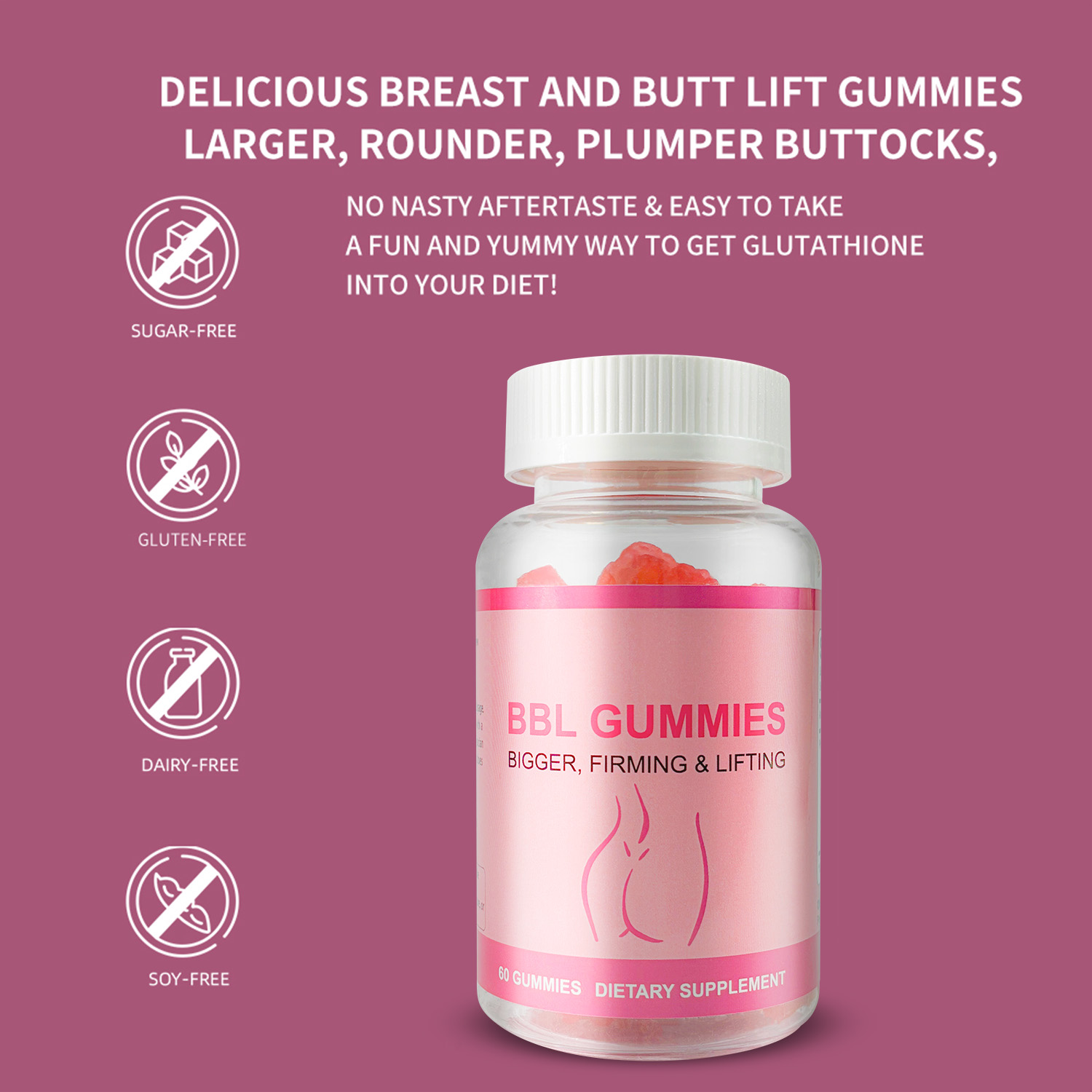 Lovovey - BBL Gummies - Natural Women's Supplement for Hip Enhancement - 60 Softgels