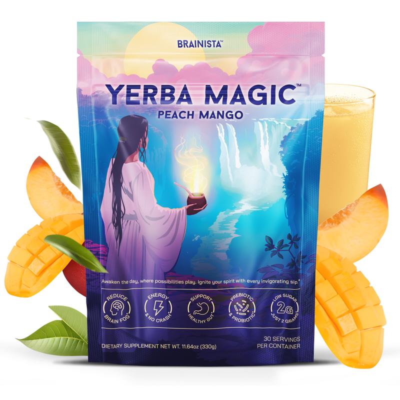 Lovovey Yerba Mate Instant Tea Powder | Peach Mango Flavor | 30 Servings