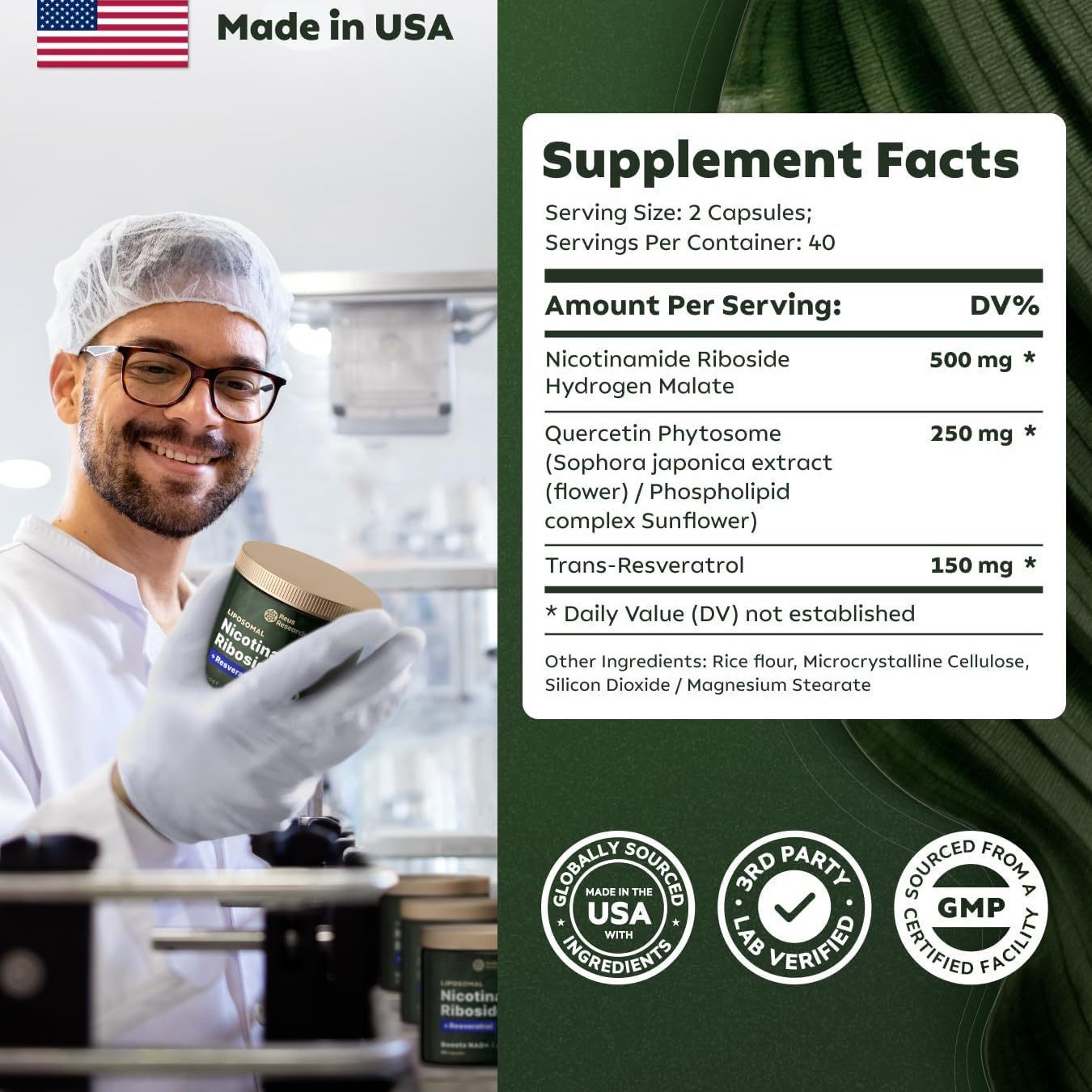  NAD+ Advanced - NAD+ Supplement for Skin Aging Support, Energy, and Focus - 500mg per Serving - 60 Count