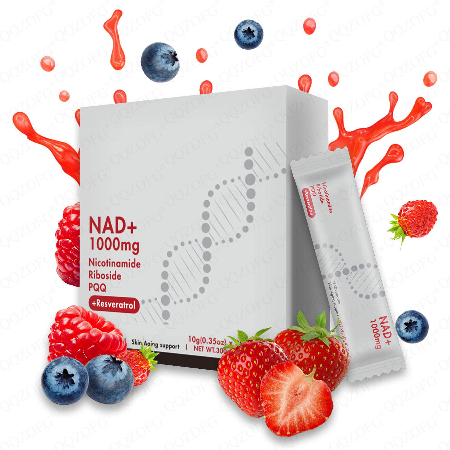 1000mg NAD+ Berry Flavor Drink Mix for Skin Aging Support, Energy, and Focus - 30 Pack