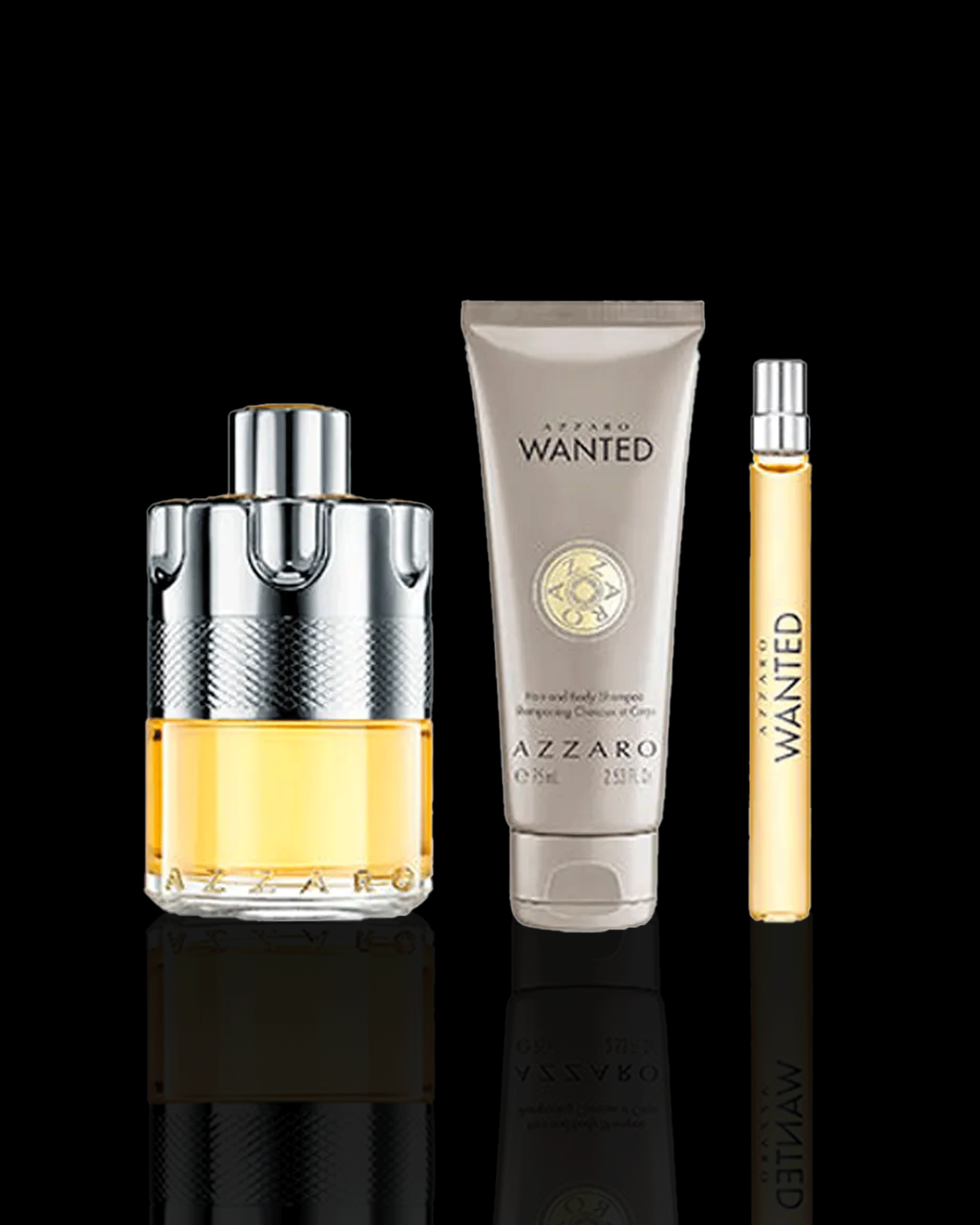 Azzaro Wanted Gift Set - 3.4 oz EDT, Travel Spray, & Shower Gel for Him