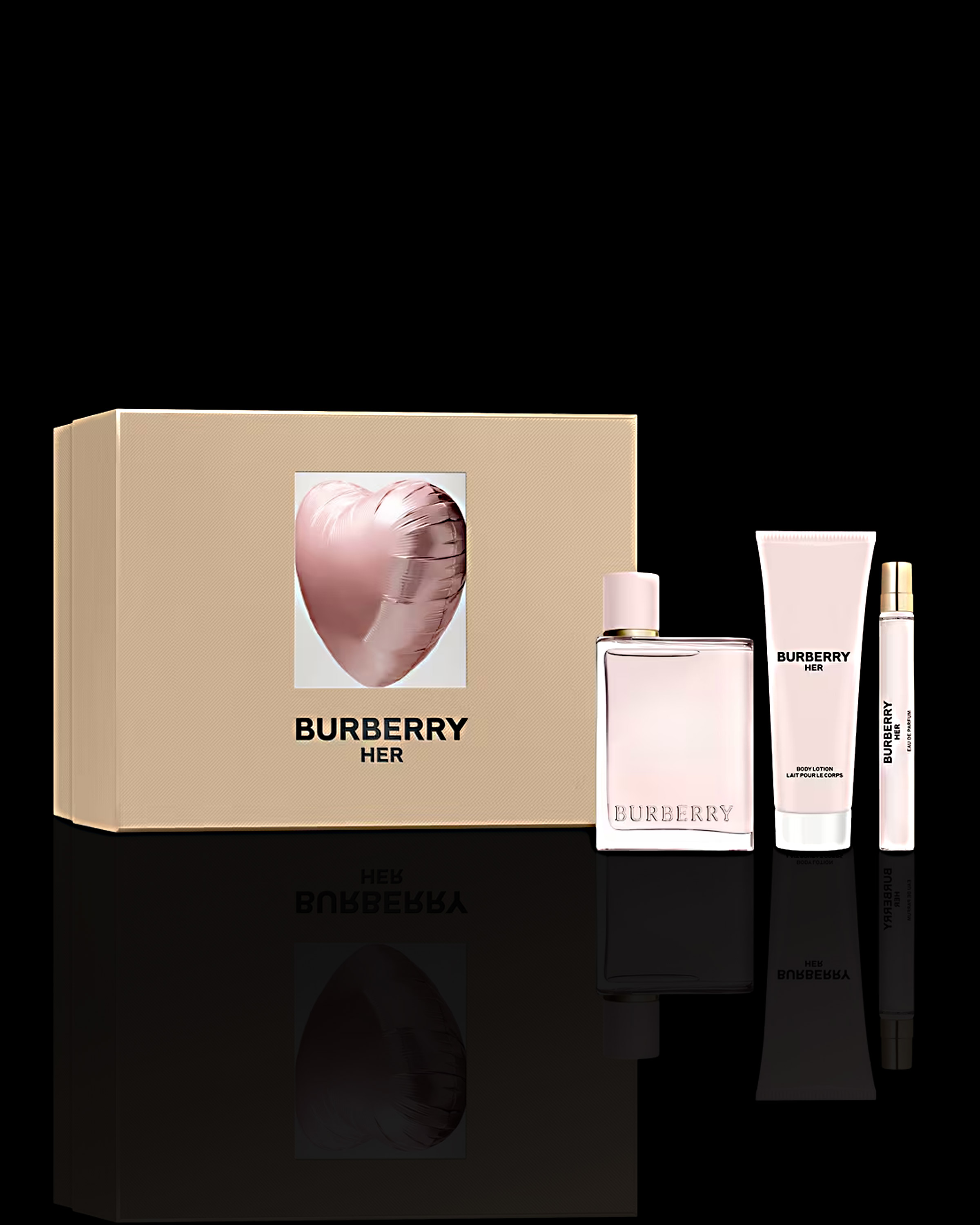 Burberry Her Gift Set - 3.0 oz EDP, 2.5 oz Lotion, 0.33 oz Travel Spray for Her
