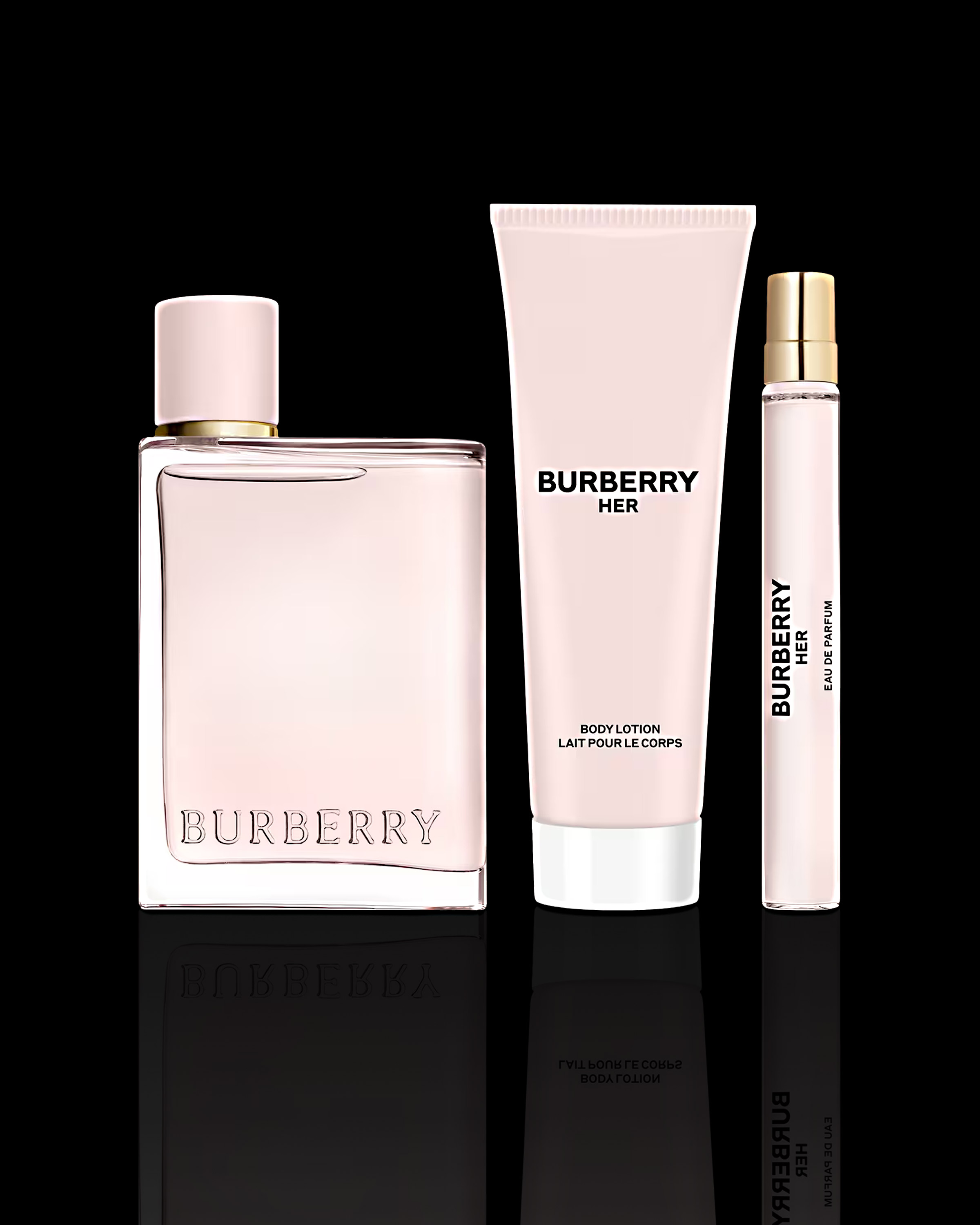Burberry Her Gift Set - 3.0 oz EDP, 2.5 oz Lotion, 0.33 oz Travel Spray for Her