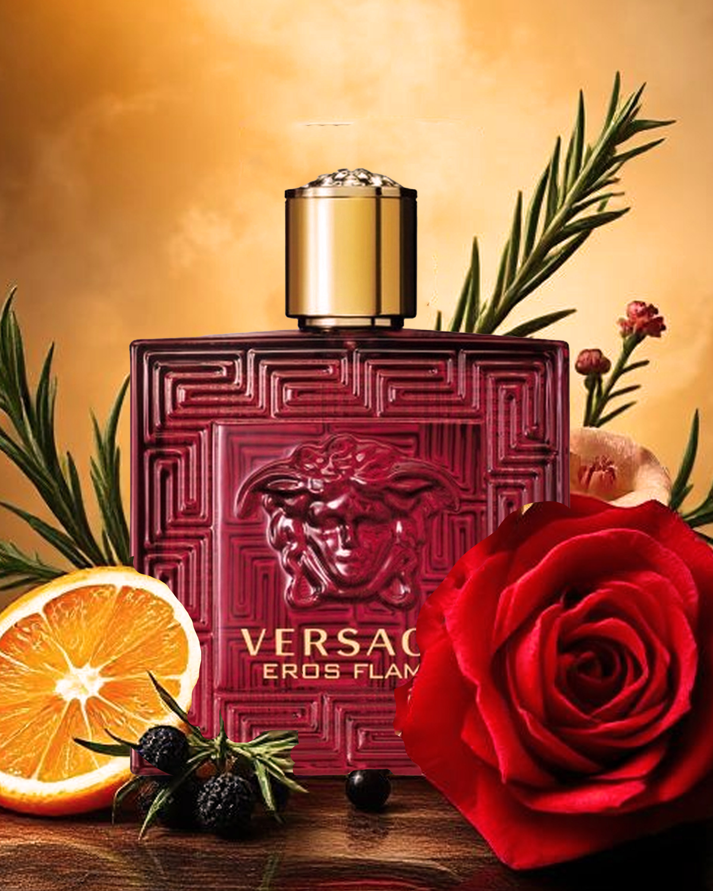 Versace Eros Flame EDP Spray for Men - 3.4 oz Woody Spicy Cologne with Tonka Bean, Vanilla & Italian Citrus | Bold & Luxurious Fragrance