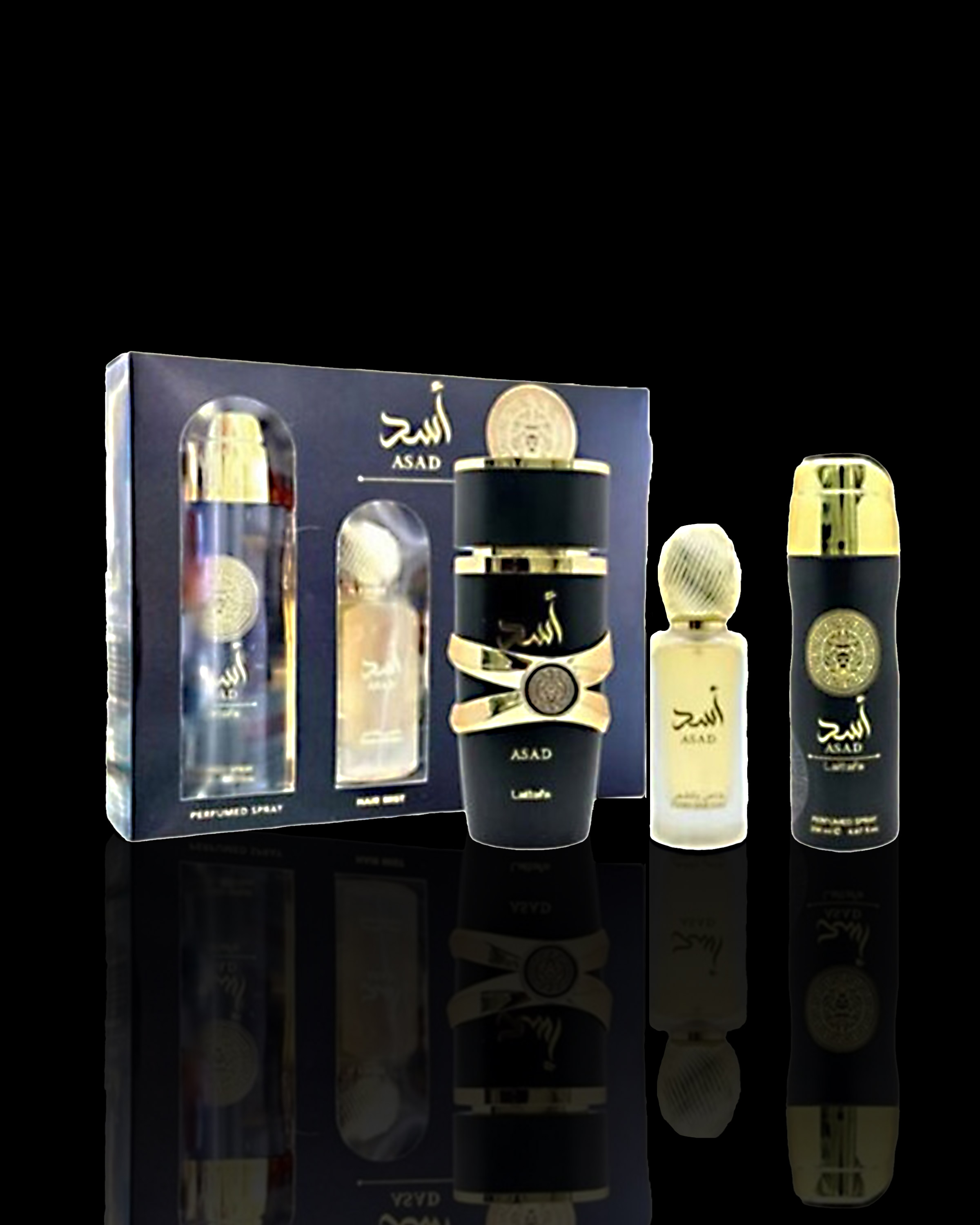 Lattafa Asad 3-Piece Gift Set, 3.4oz EDP | Rich & Luxurious Men's Arabian Fragrance