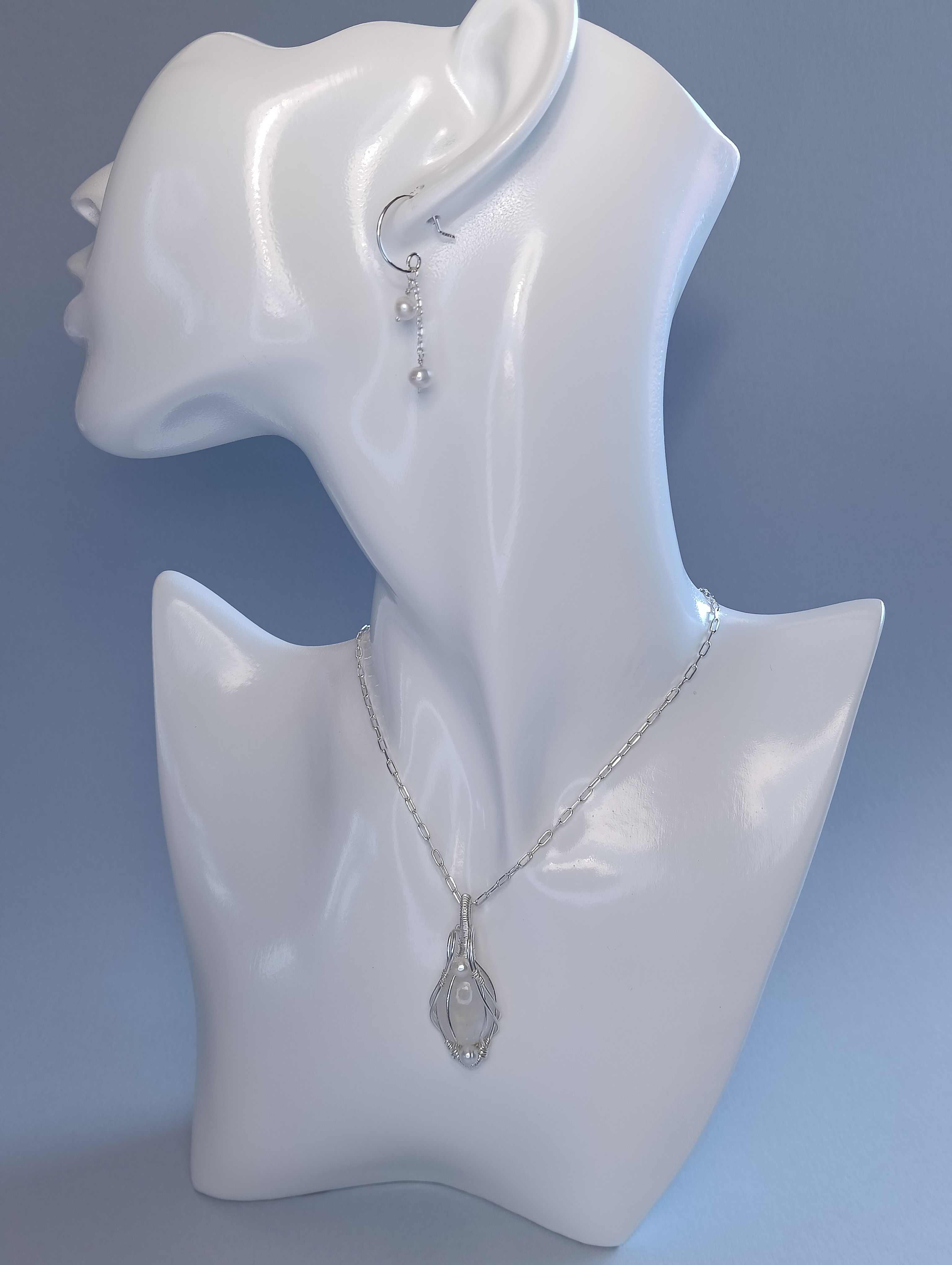 Pendente in Silver Filled con Pietra di Luna e Perle
