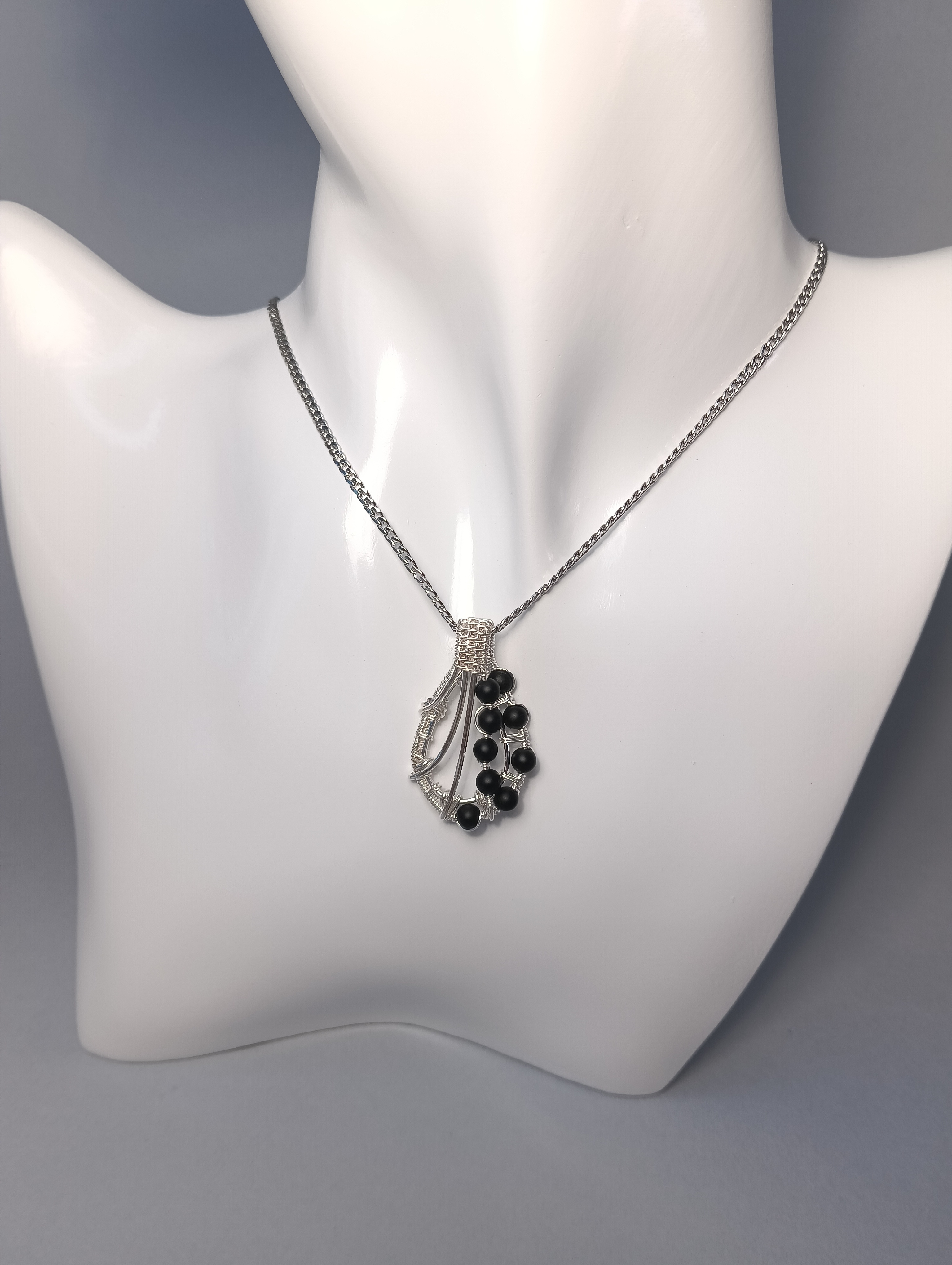 Pendente artigianale in Silver Filled con Onice Nero