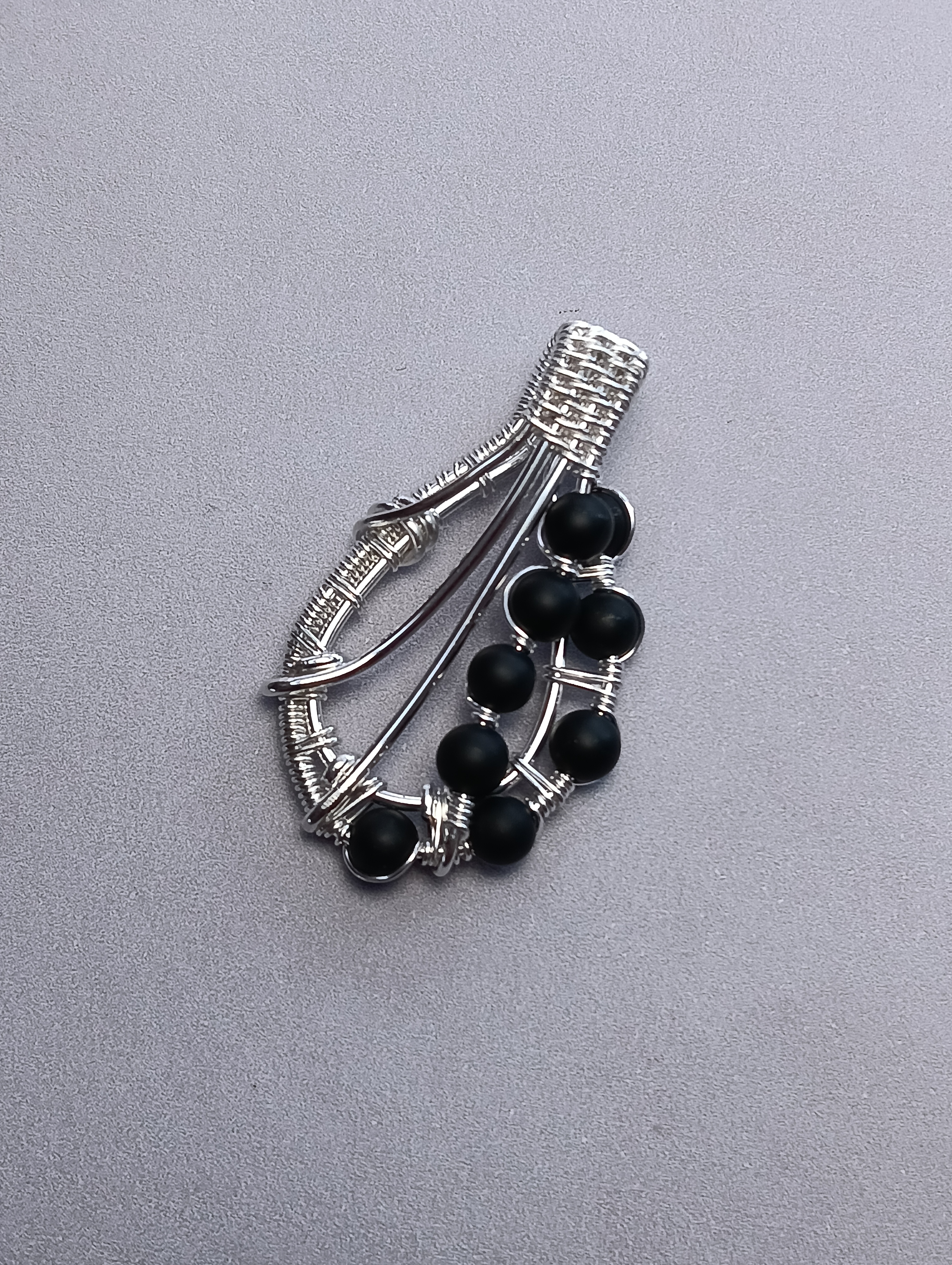 Pendente artigianale in Silver Filled con Onice Nero