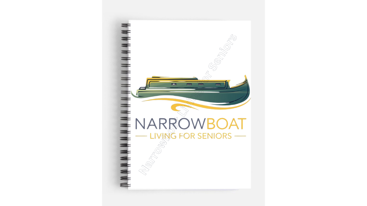 Notebook with white logo front cover