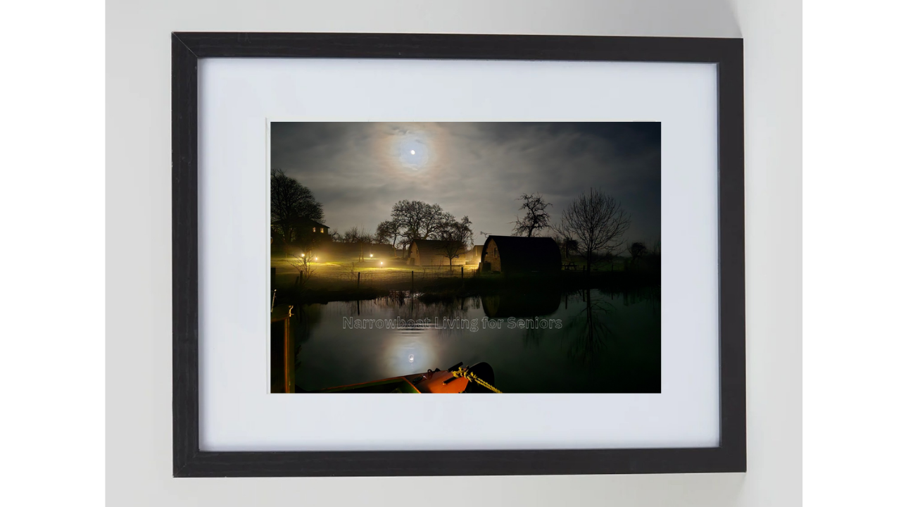 A4 moonlit glamping site photo print in landscape