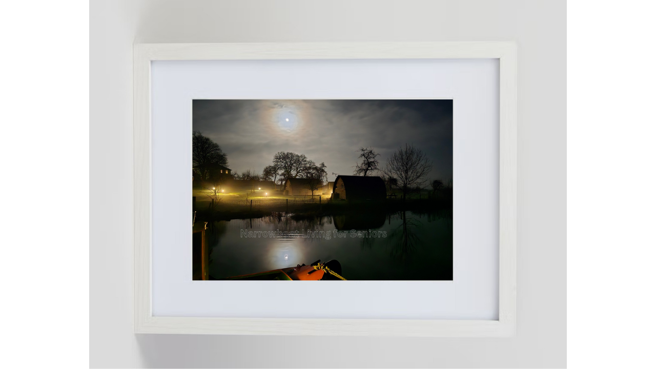 A4 moonlit glamping site photo print in landscape