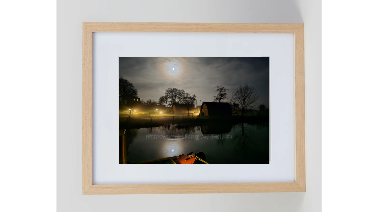 A4 moonlit glamping site photo print in landscape