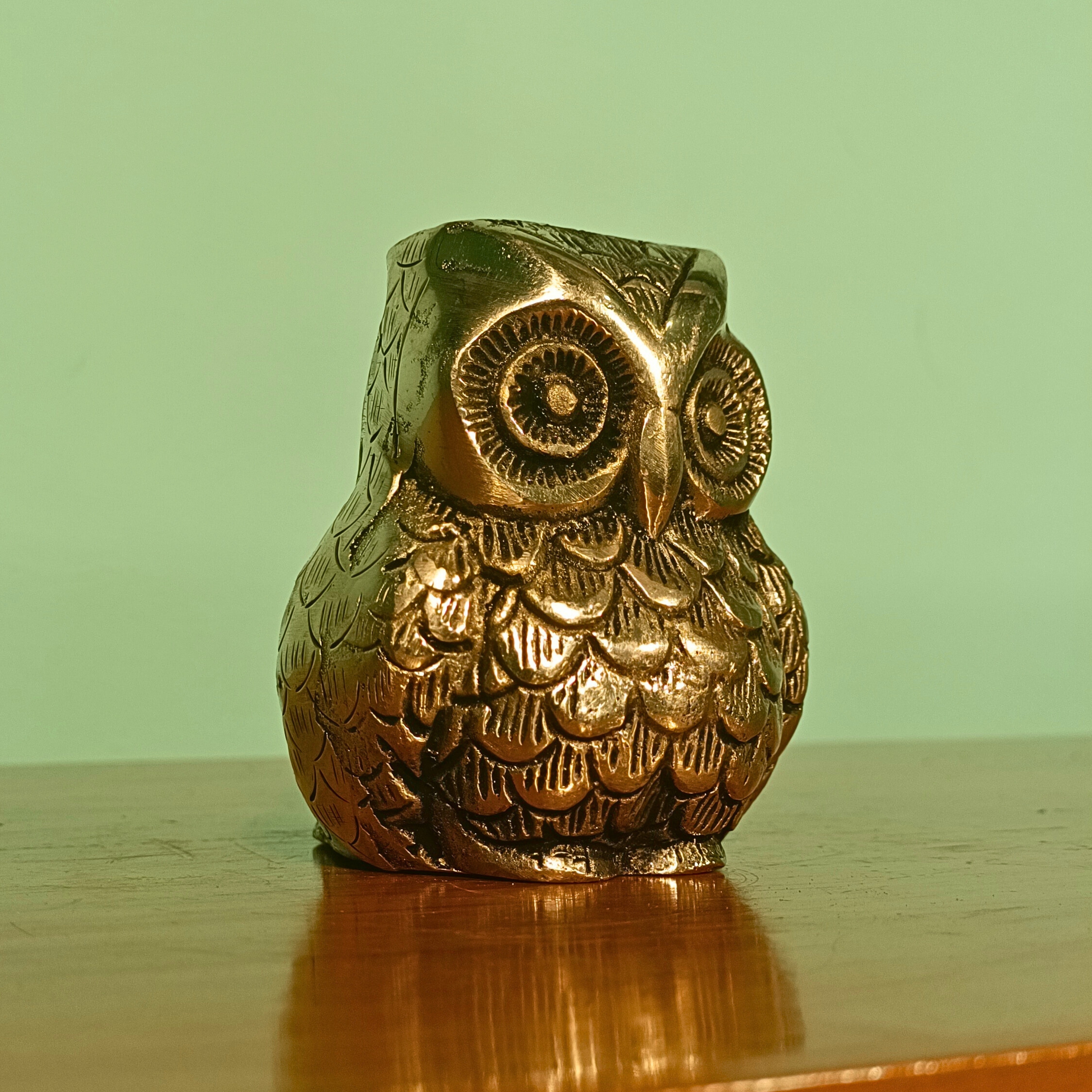 Modern Classy Lucky Owl Showpiece | Home, Office, Vehicle & Business Decor | Handmade | Ideal for Gifting | Pure Brass | Antique Finish