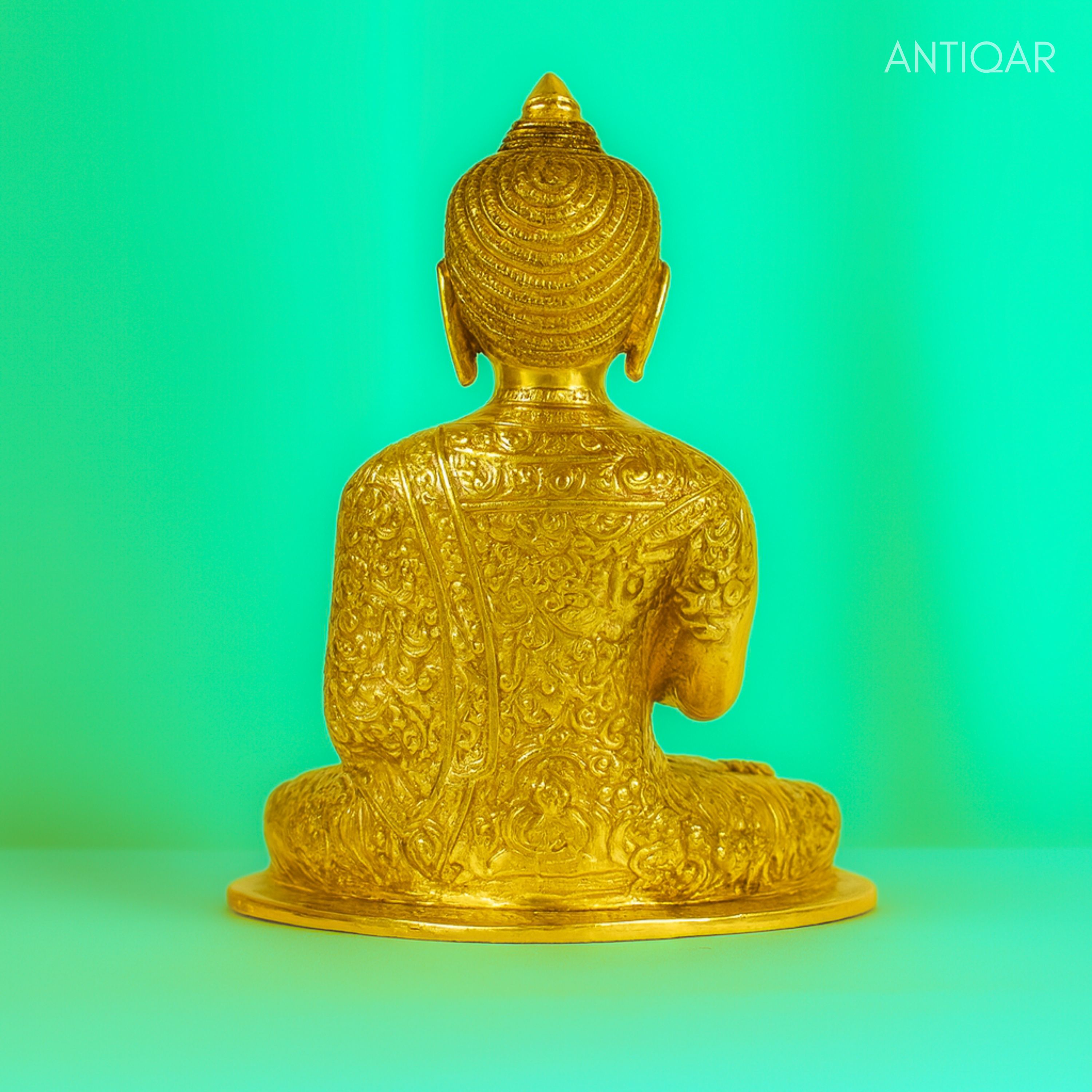 Brass Buddha Statue - Serene Sitting Pose | Superfine Golden Finish | Home & Office Décor | Ideal for Meditation, Gifting & Spiritual Spaces