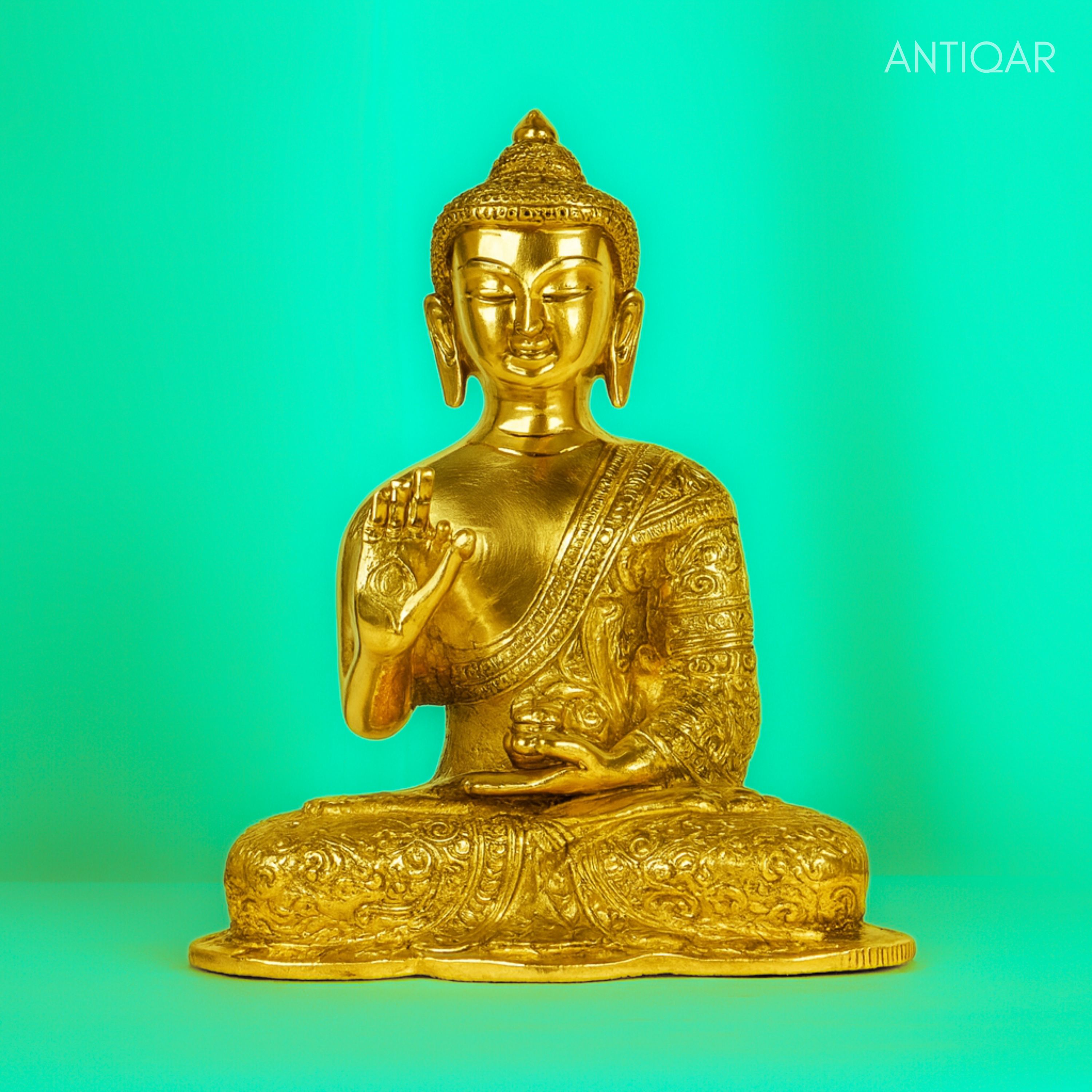 Brass Buddha Statue - Serene Sitting Pose | Superfine Golden Finish | Home & Office Décor | Ideal for Meditation, Gifting & Spiritual Spaces