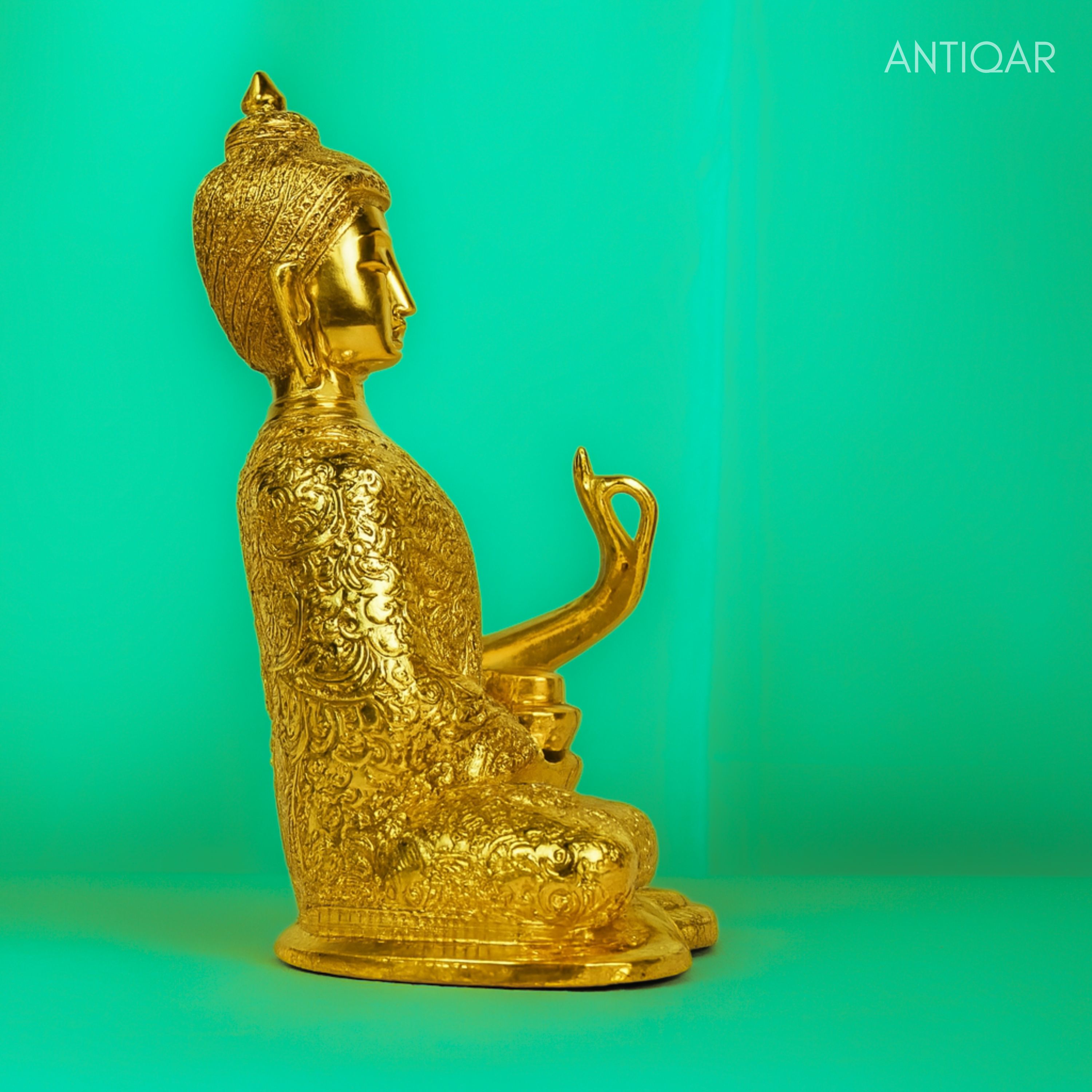 Brass Buddha Statue - Serene Sitting Pose | Superfine Golden Finish | Home & Office Décor | Ideal for Meditation, Gifting & Spiritual Spaces