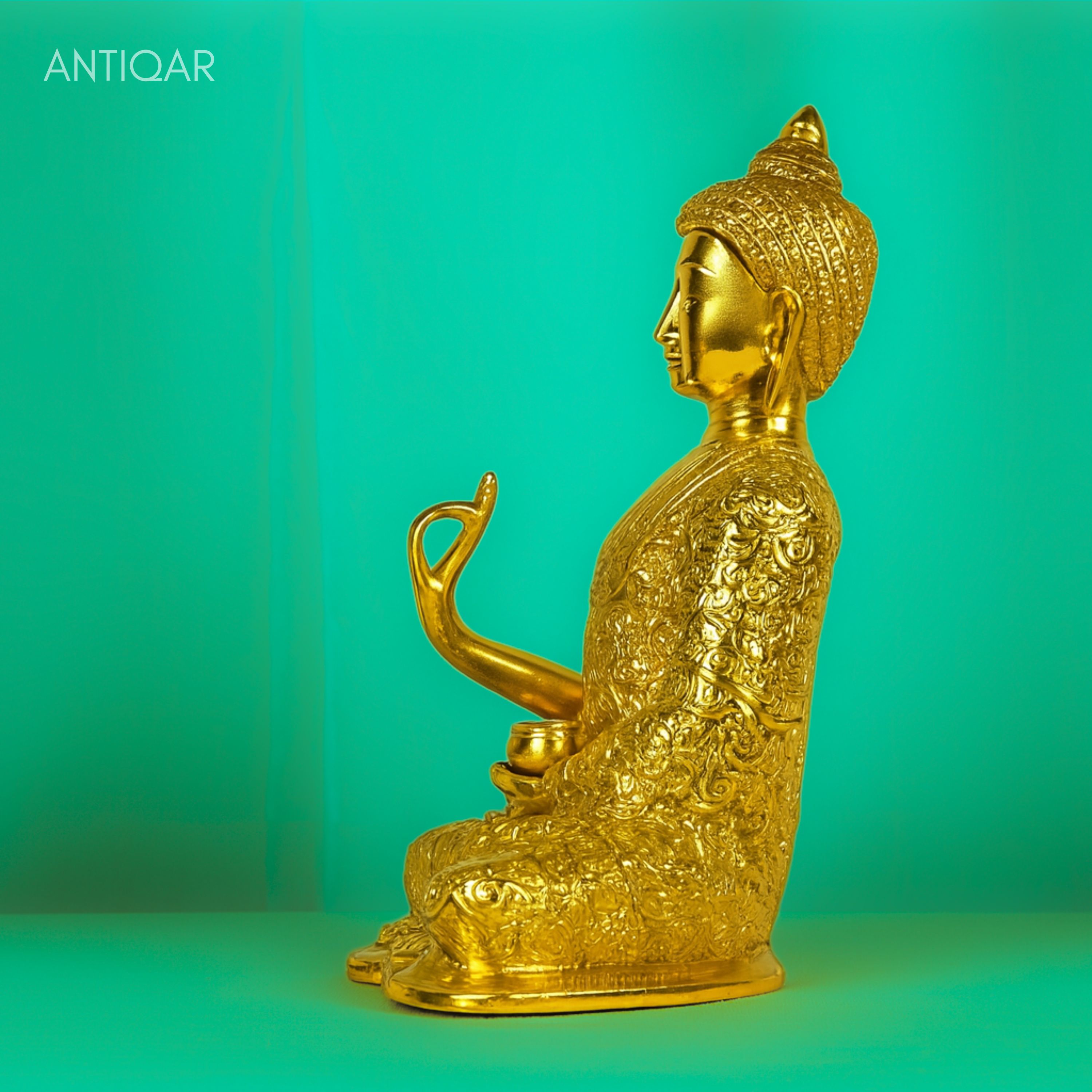 Brass Buddha Statue - Serene Sitting Pose | Superfine Golden Finish | Home & Office Décor | Ideal for Meditation, Gifting & Spiritual Spaces
