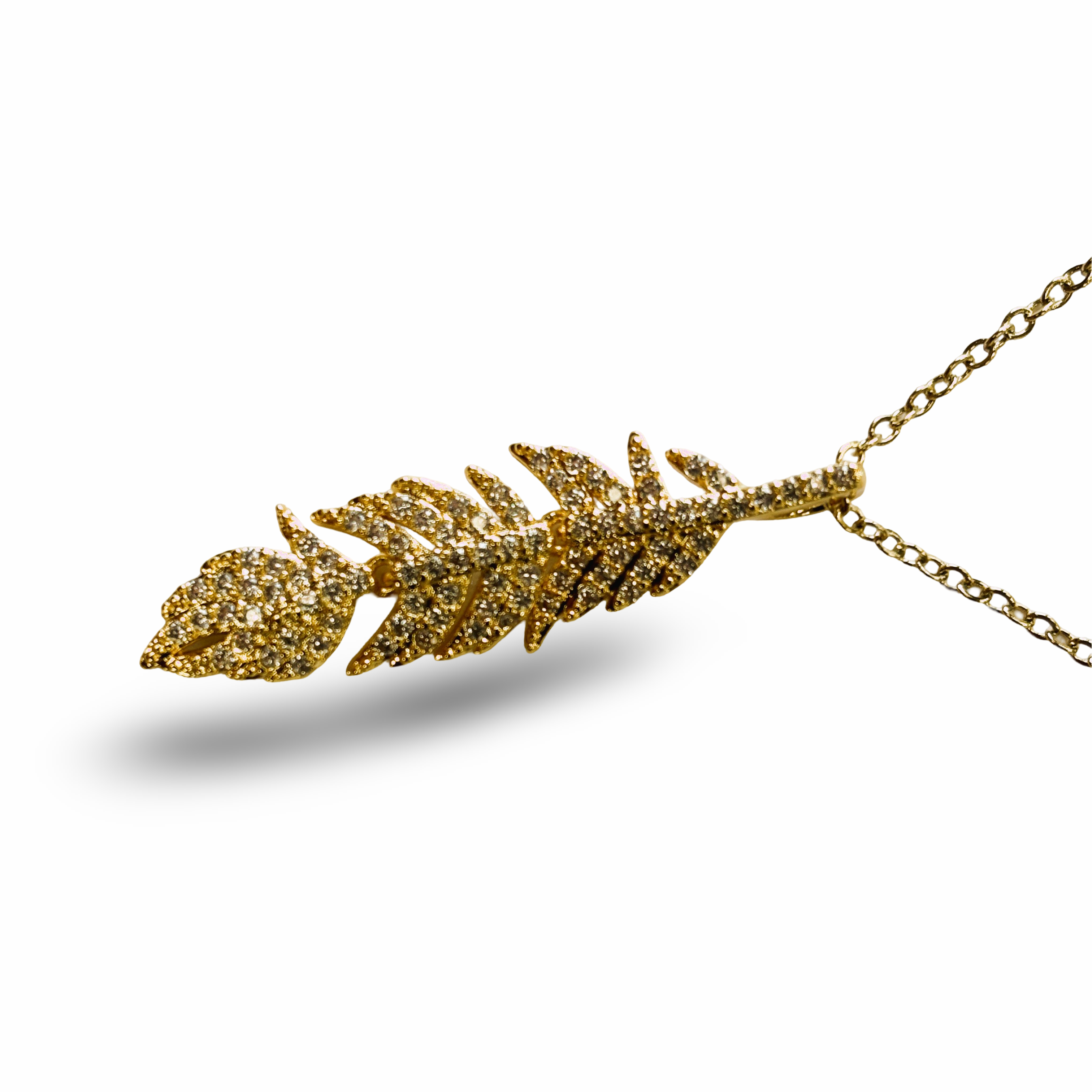 Gold Leaf with Zircon Sand Pendant Necklace