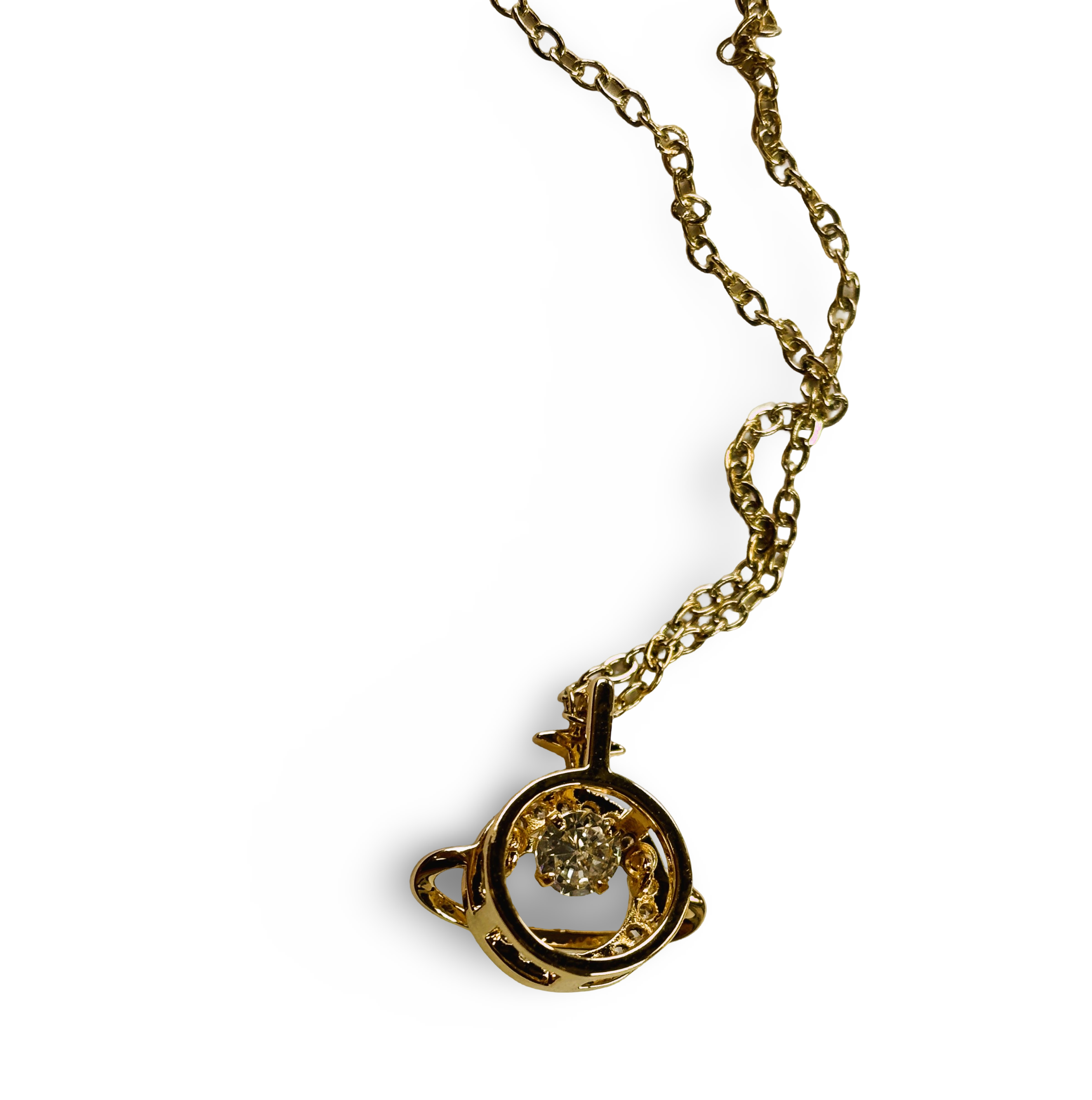 Exotic Gold Pendant Necklace with Floating Charm