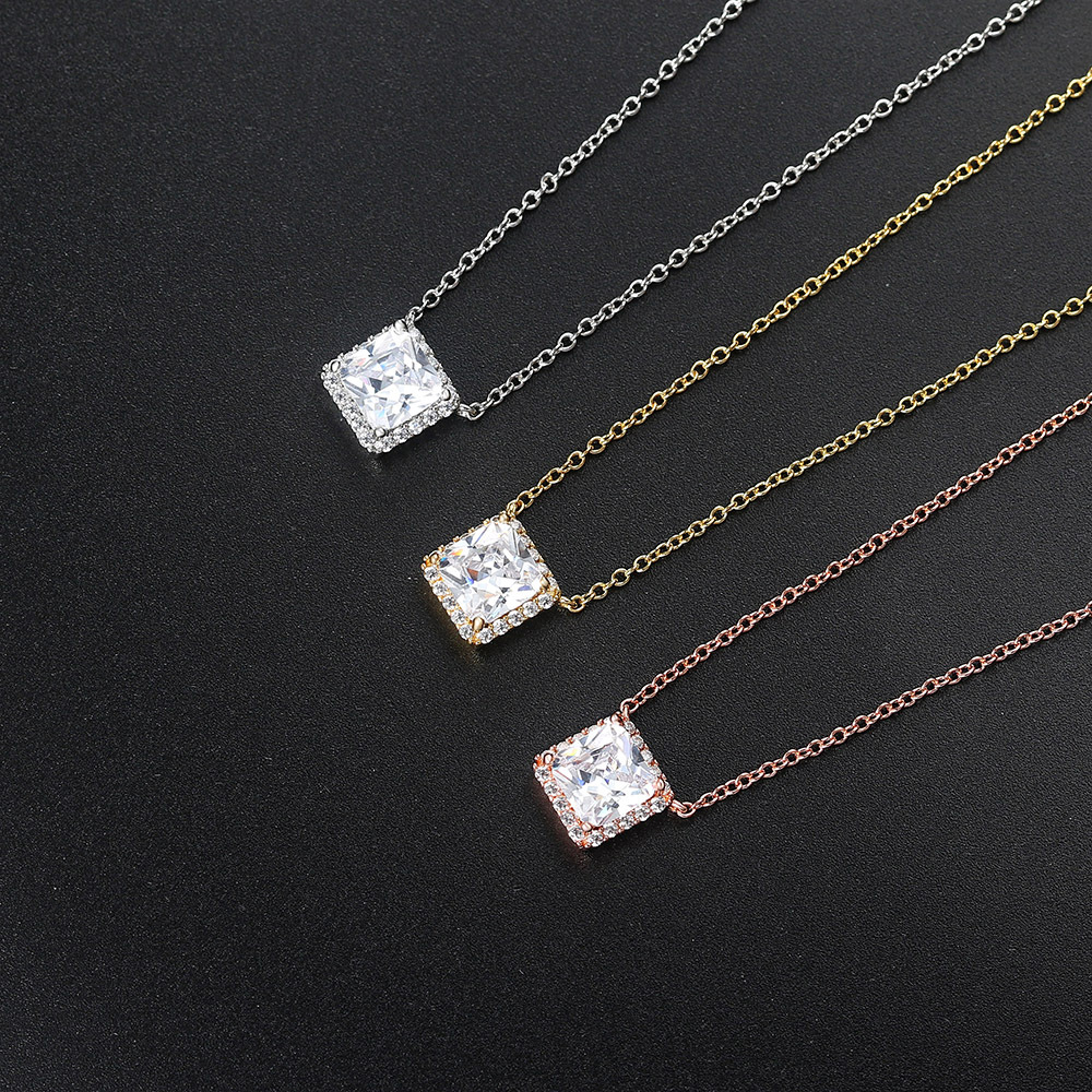 Square Zircon Rich Detail Necklace