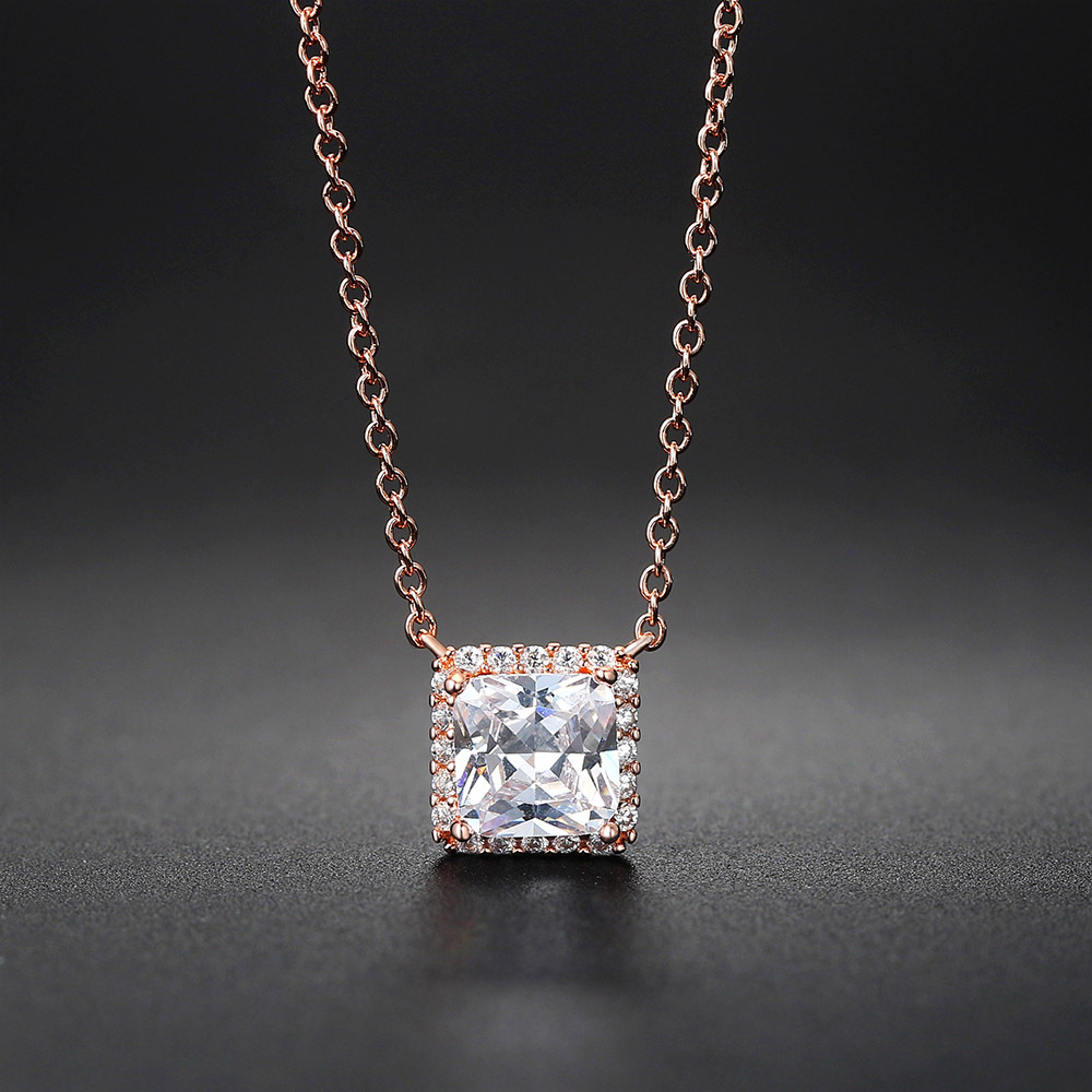 Square Zircon Rich Detail Necklace