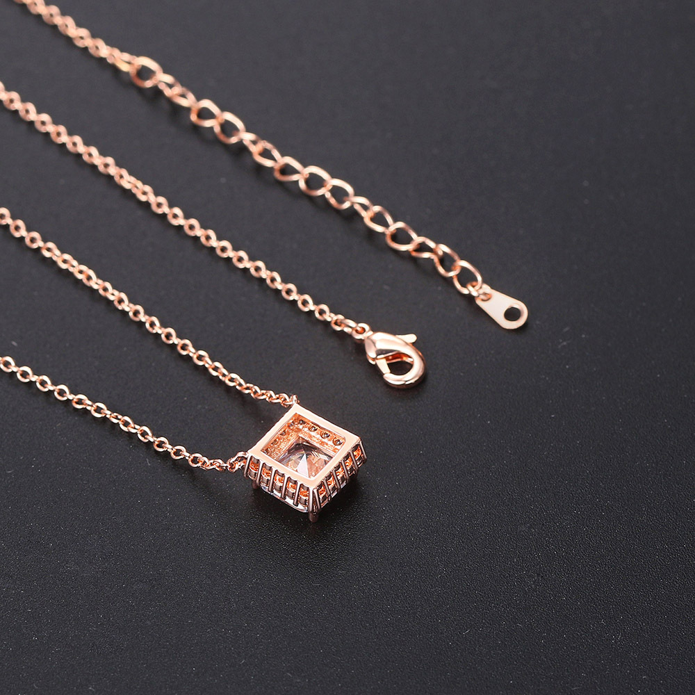 Square Zircon Rich Detail Necklace