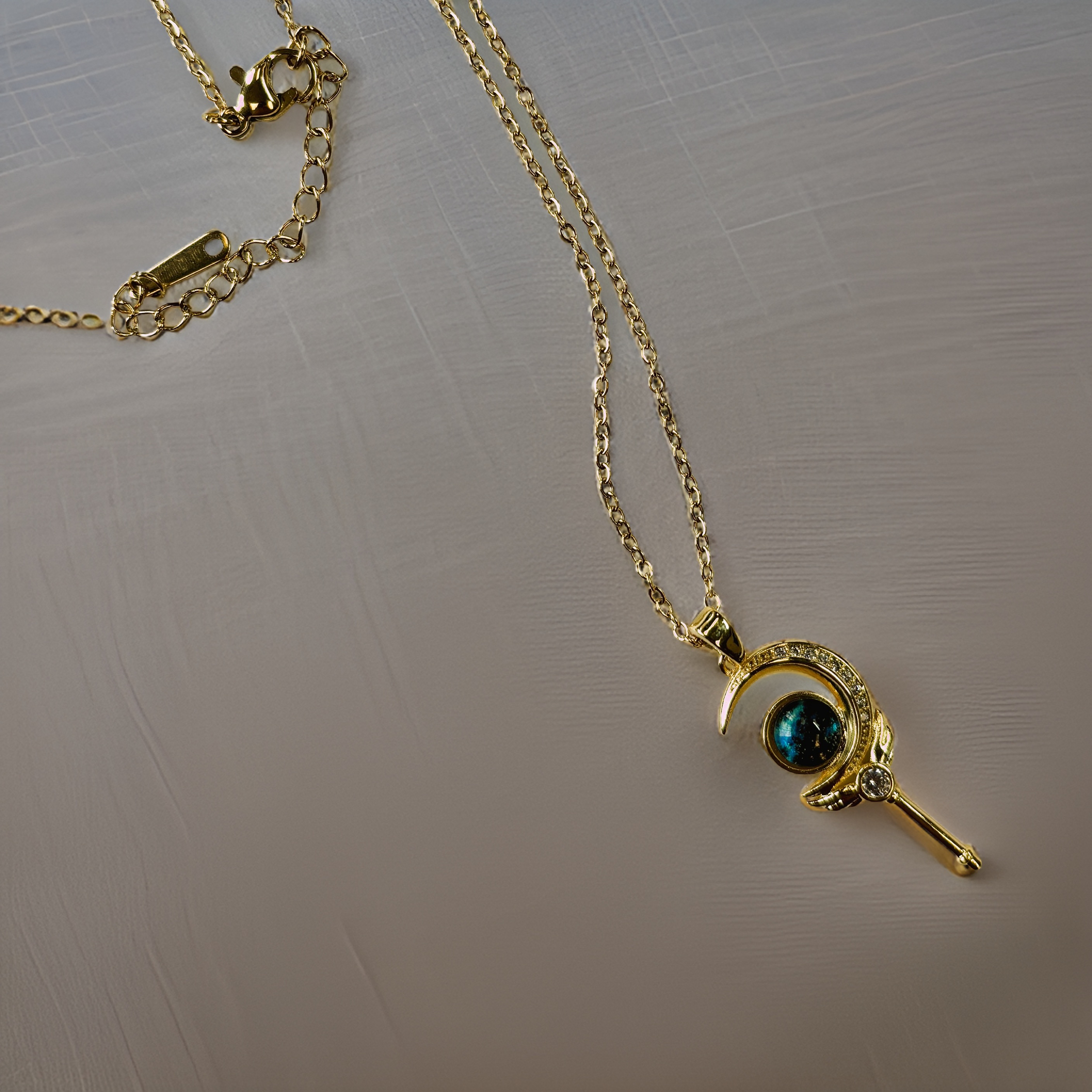 Moon and Star Pendant Necklace