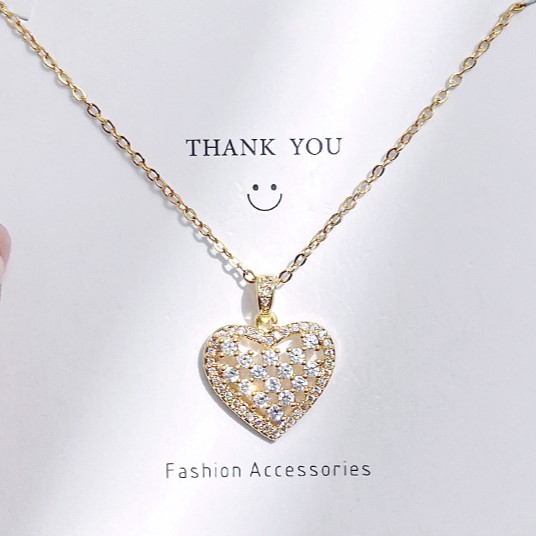 Heart-Shaped Filled Zircon Large Pendant Necklace
