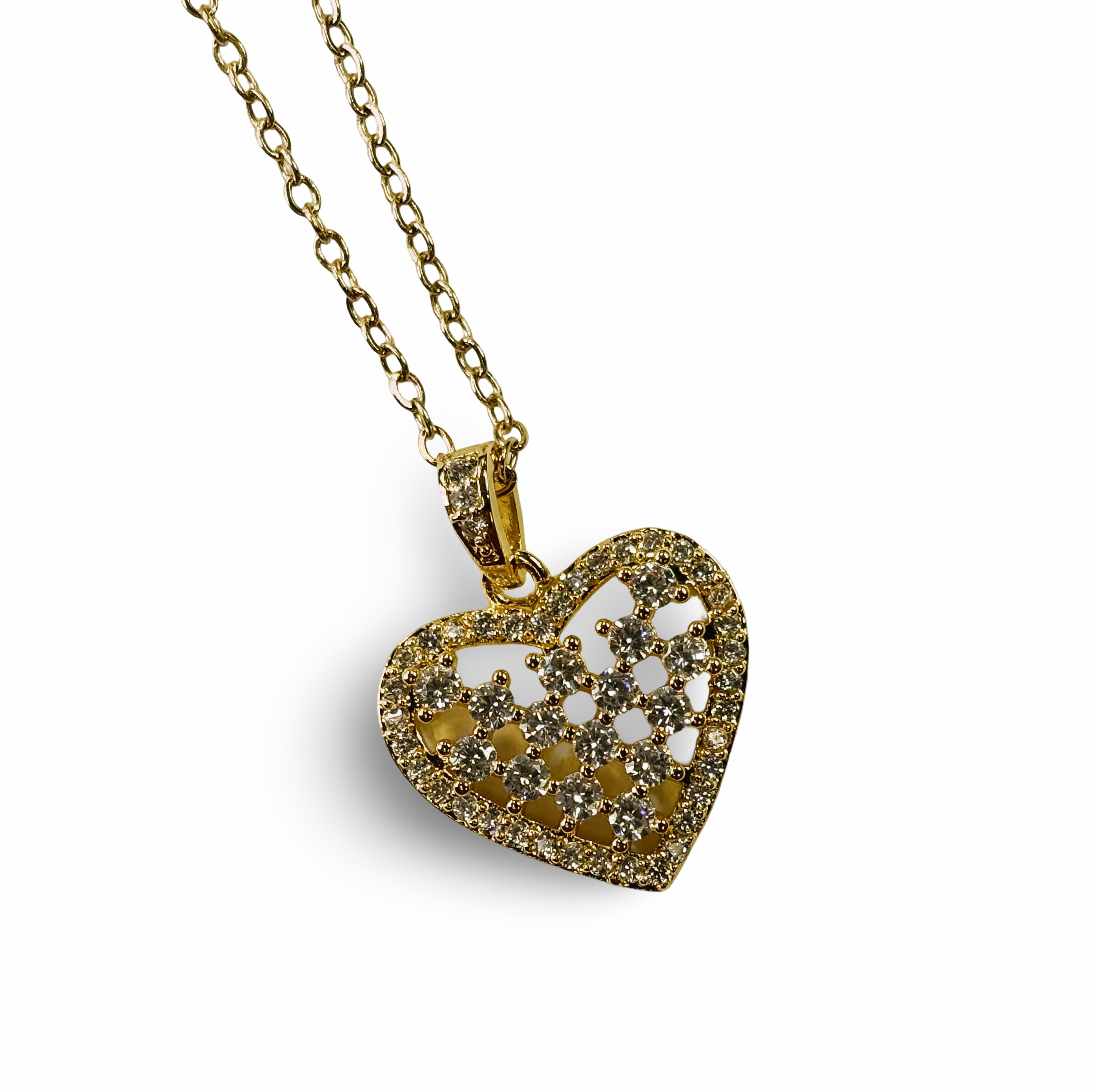 Heart-Shaped Filled Zircon Large Pendant Necklace