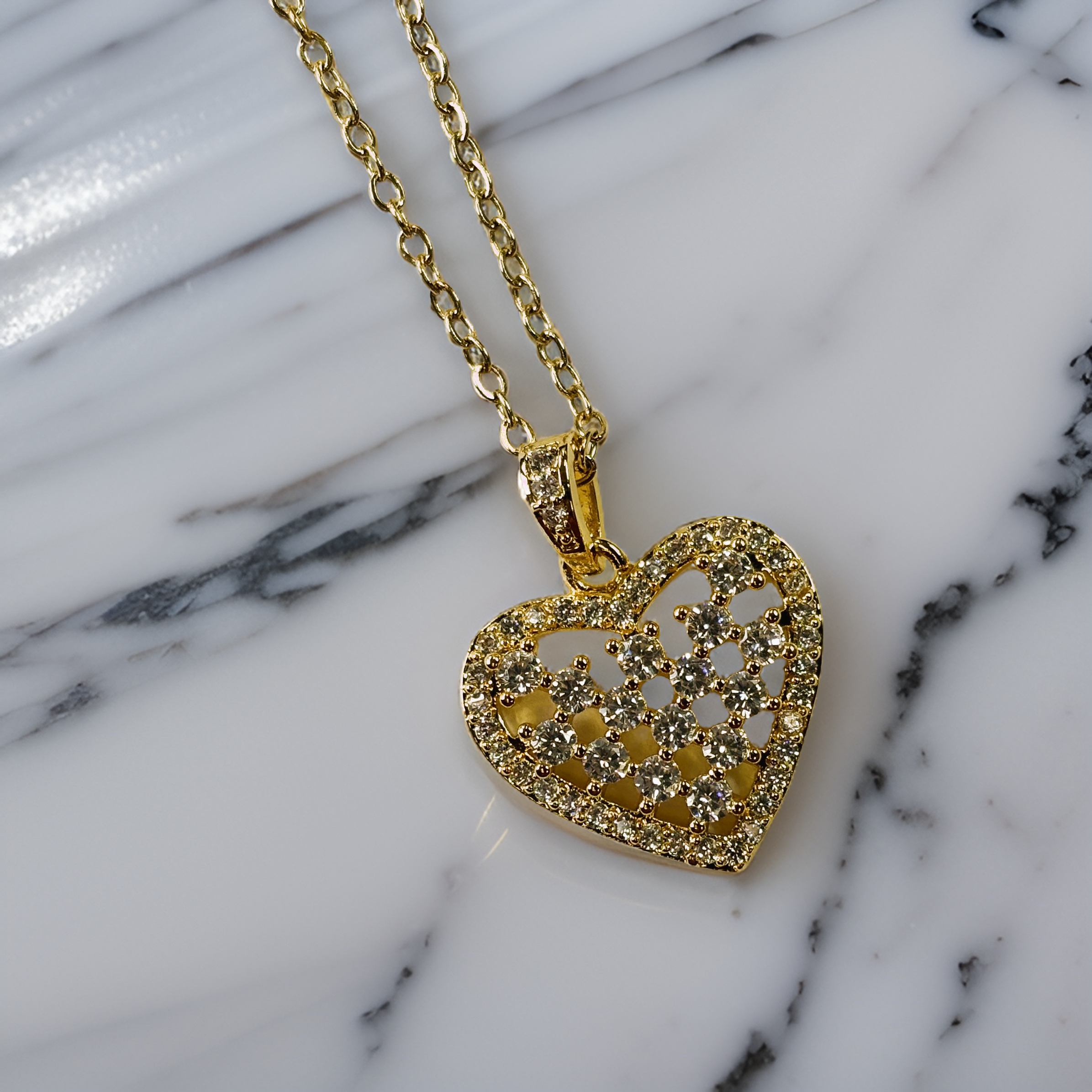 Heart-Shaped Filled Zircon Large Pendant Necklace