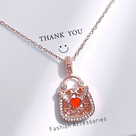 Gold Tote with Ruby Pendant Necklace