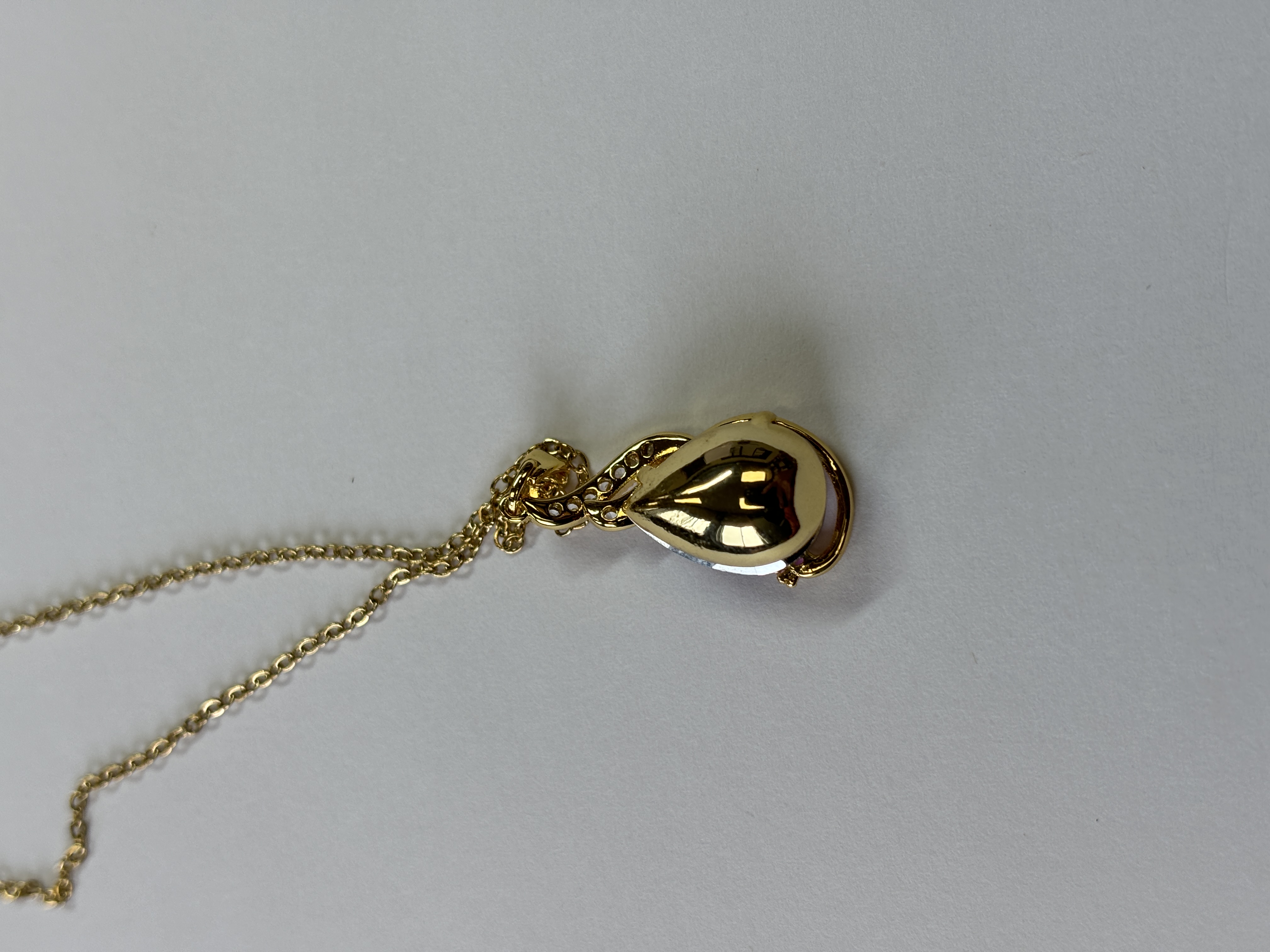 Gold Zircon Water Drop Shape Amethyst Pendant Necklace