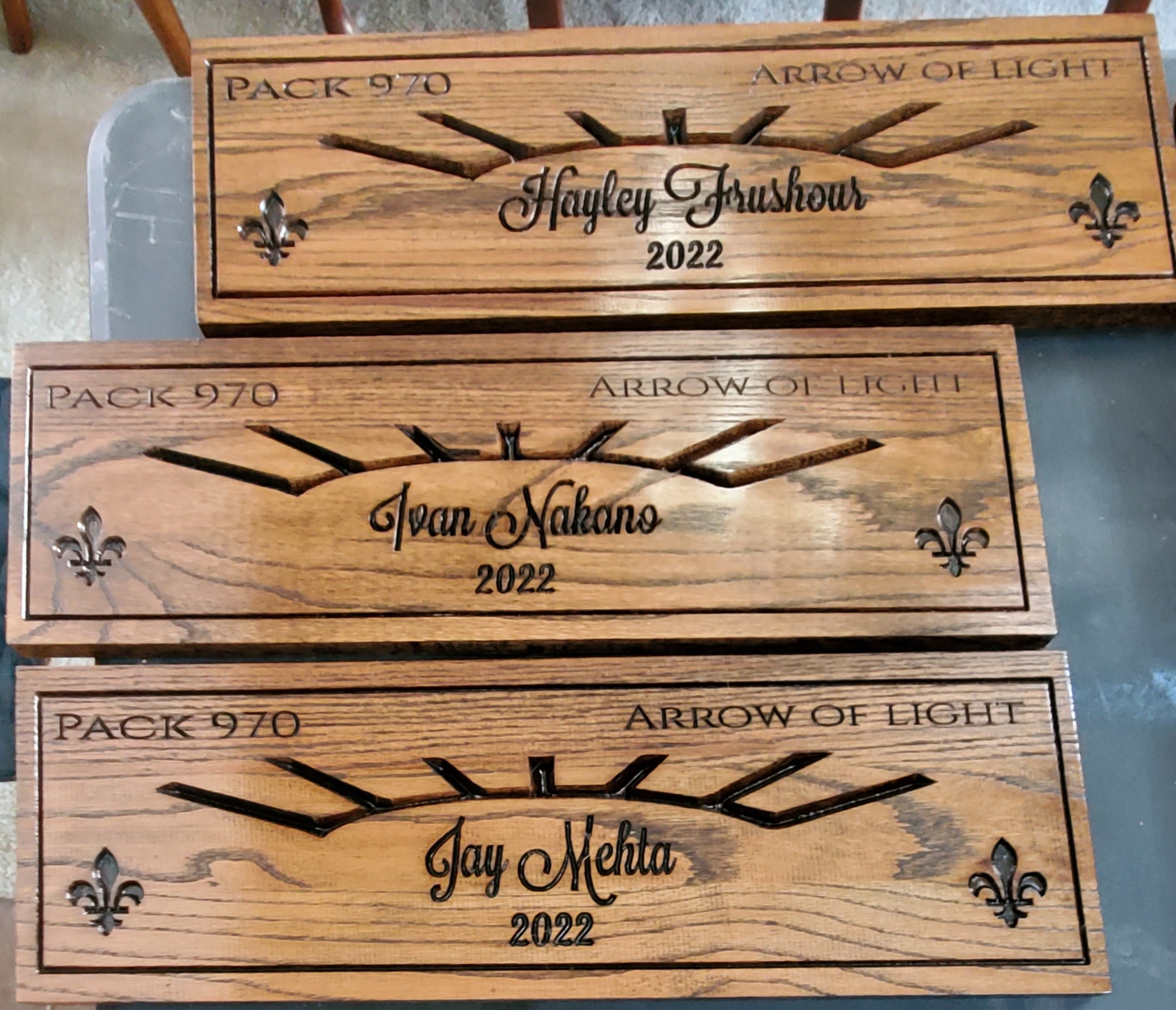 ARROW OF LIGHT w/ STANDARD TEXT 8 AWARD PLAQUES