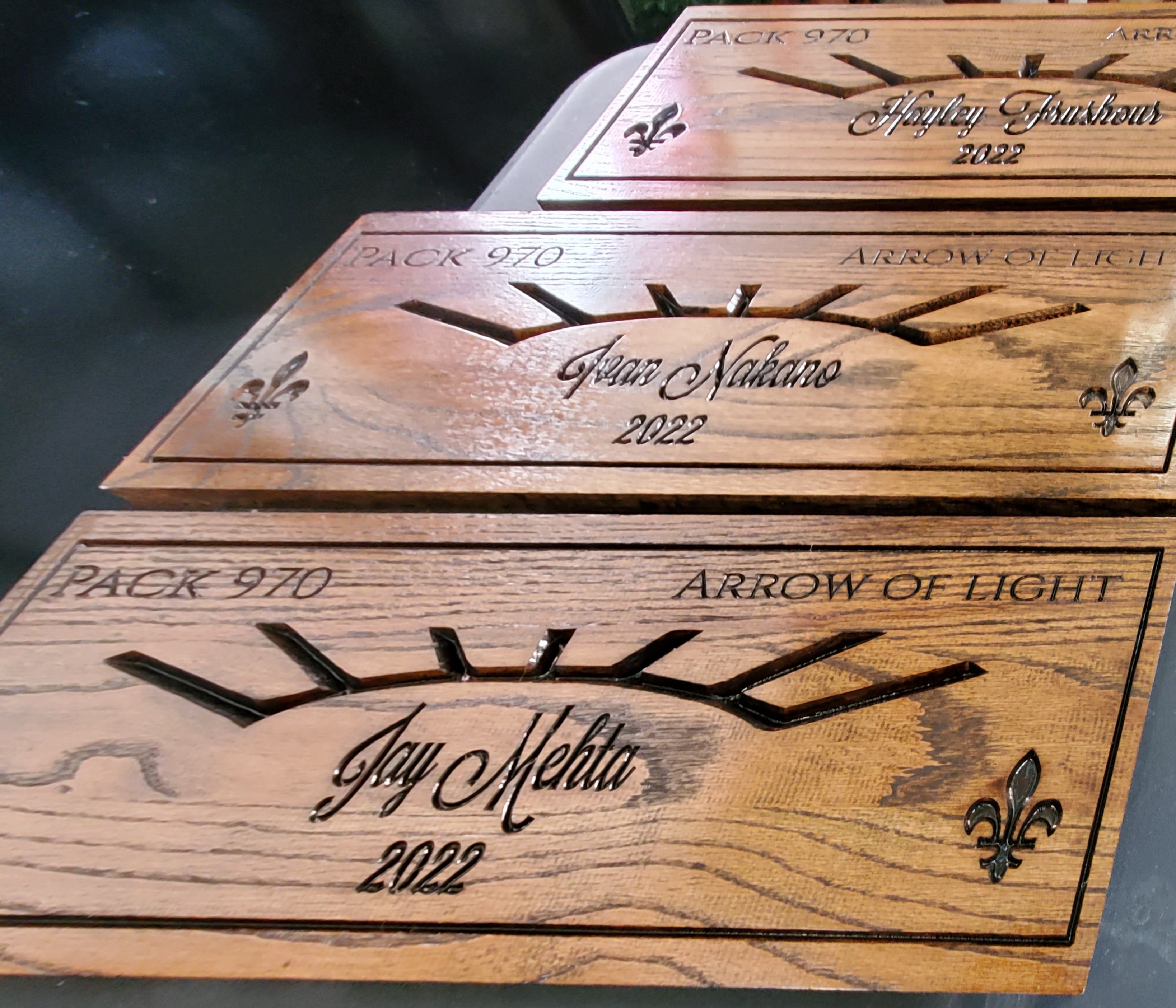 ARROW OF LIGHT w/ STANDARD TEXT 6 AWARD PLAQUES