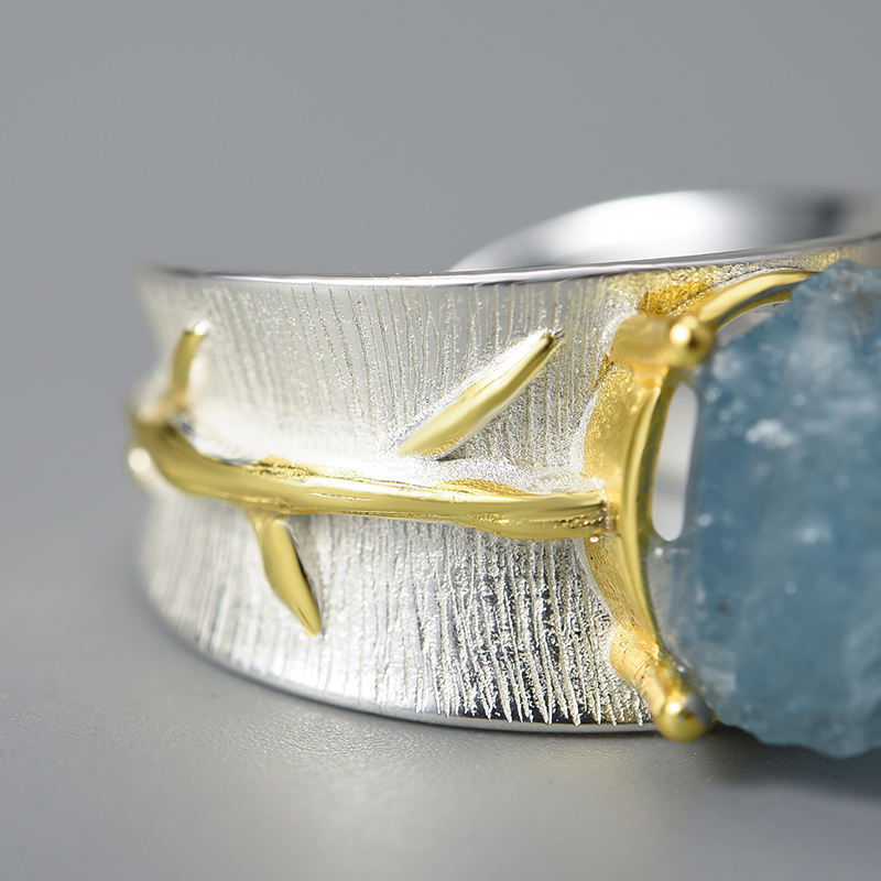 Handmade Silver Ring with Aquamarine Gemstone