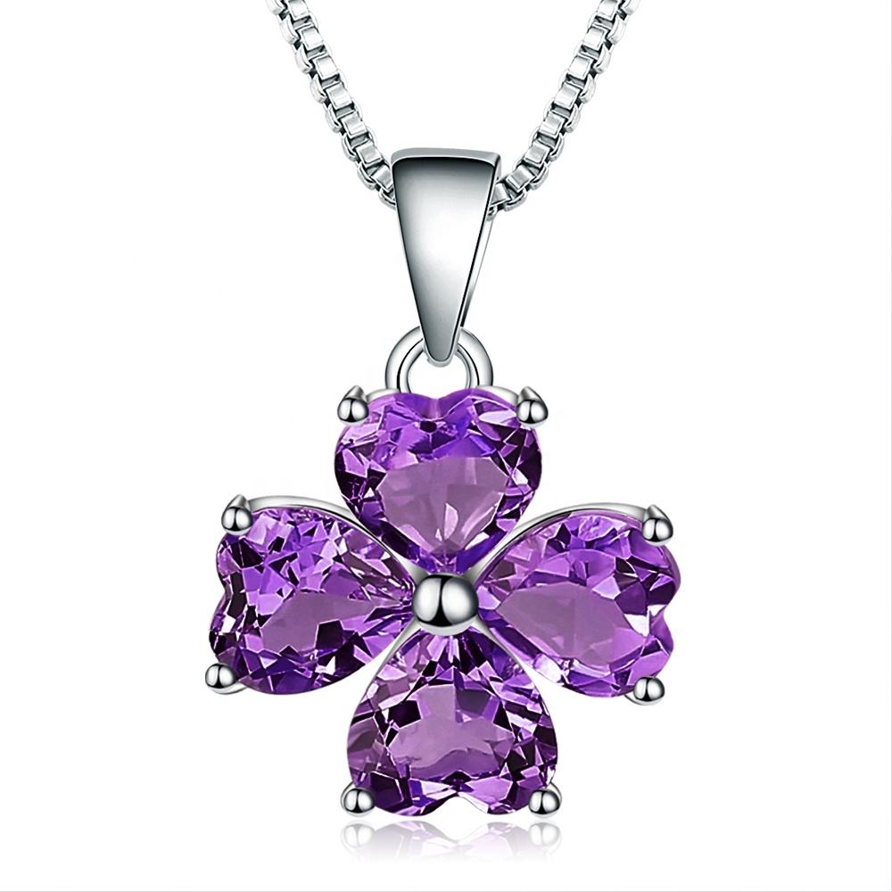 Amethyst Flower Pendant Necklace