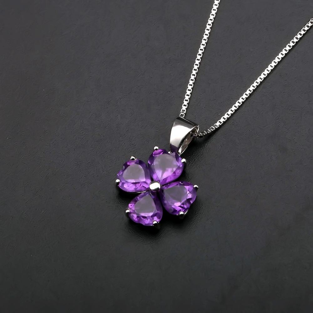 Amethyst Flower Pendant Necklace