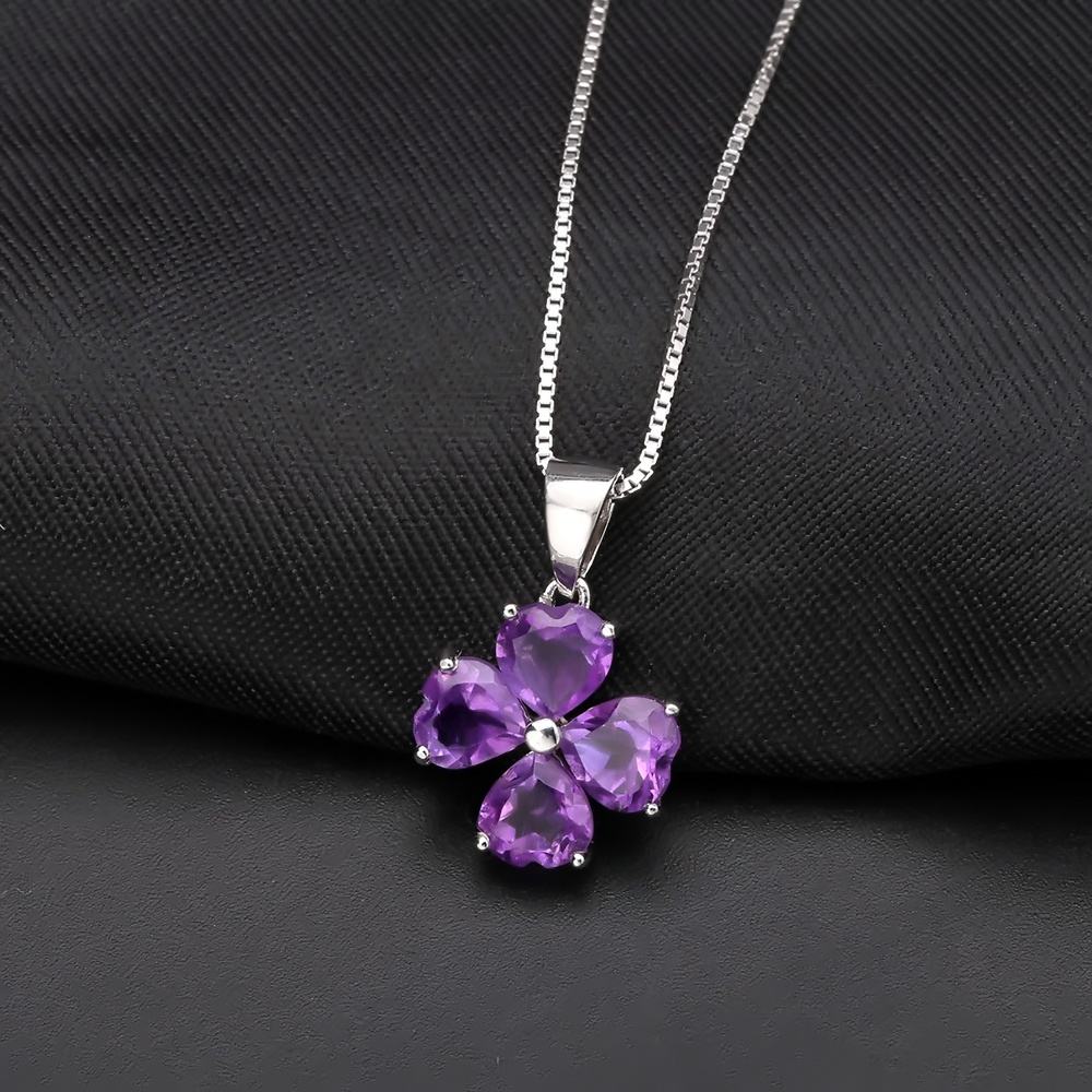 Amethyst Flower Pendant Necklace