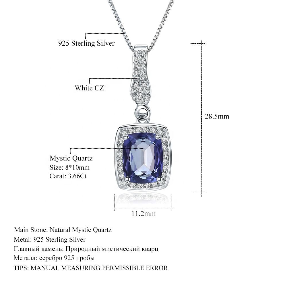 Silver Pendant Necklace with Blue Gemstone