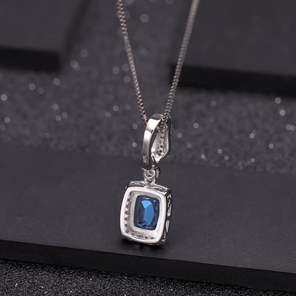 Silver Pendant Necklace with Blue Gemstone