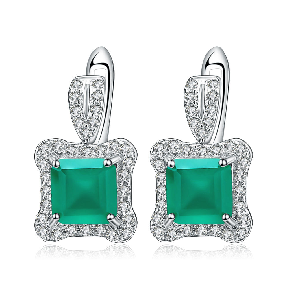 Green Agate Sterling Silver Earrings