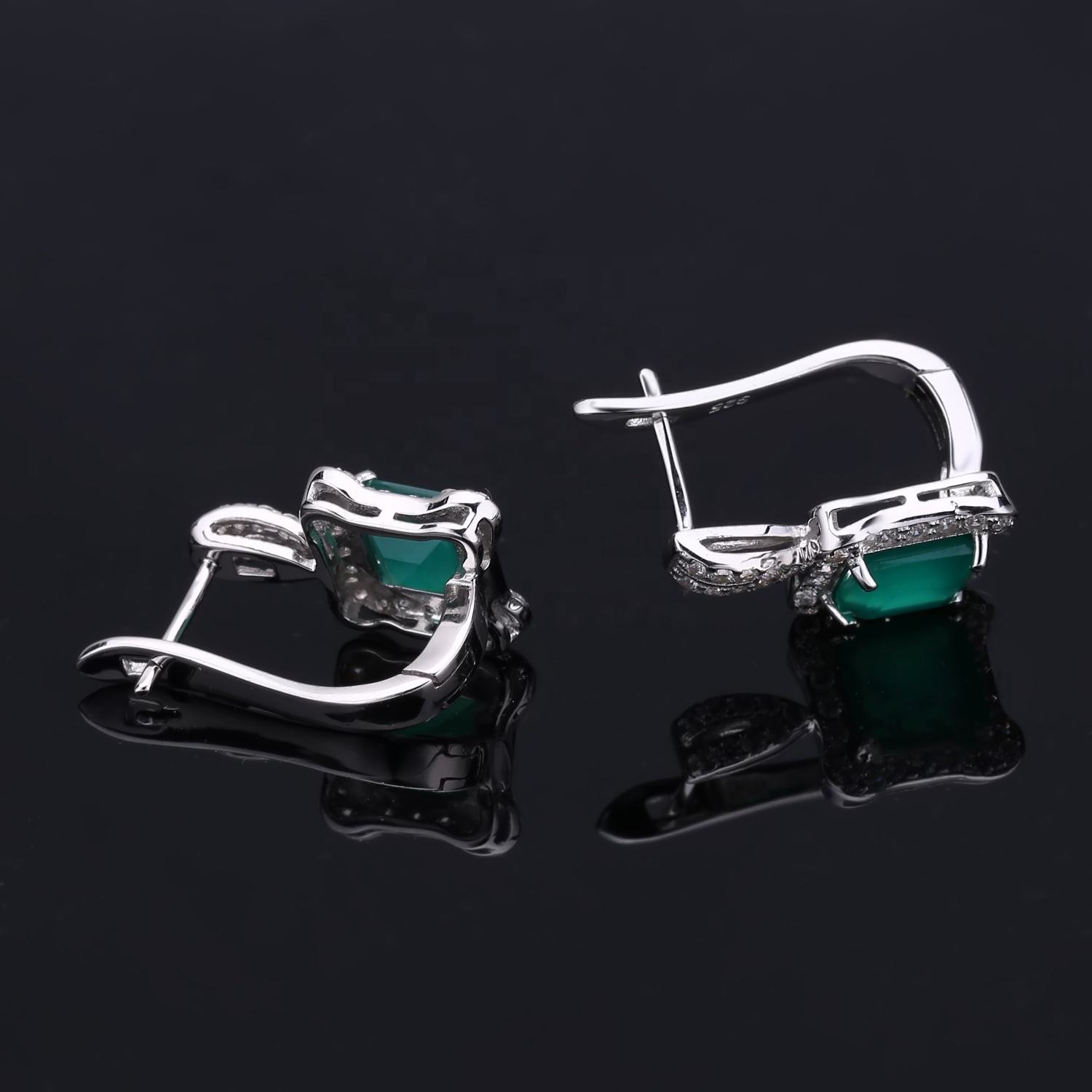 Green Agate Sterling Silver Earrings