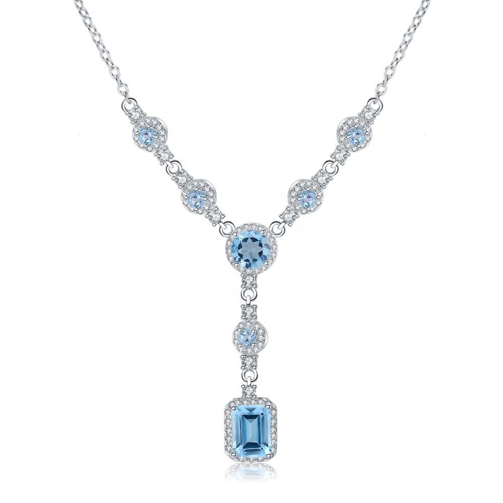 Sterling Silver Swiss Blue Topaz Necklace