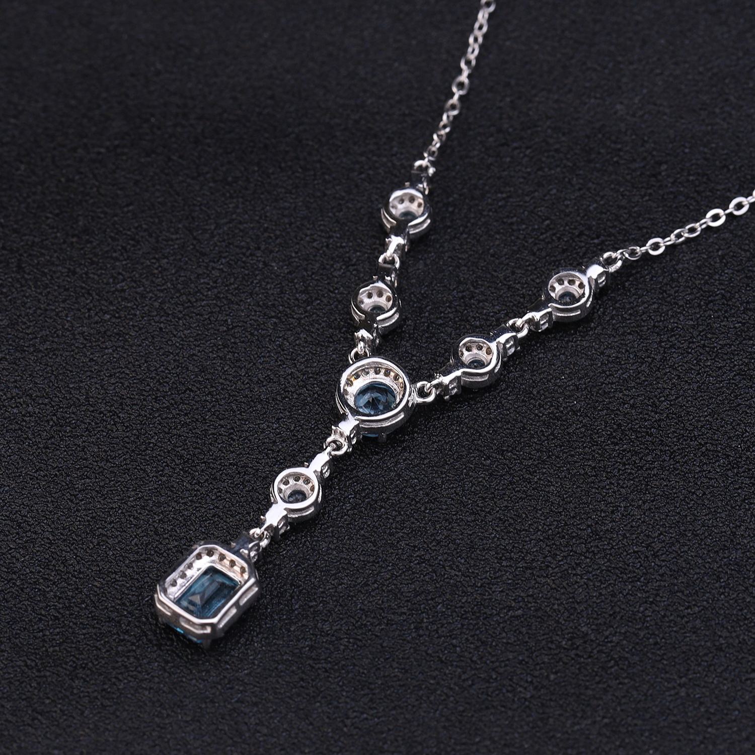 Sterling Silver Swiss Blue Topaz Necklace