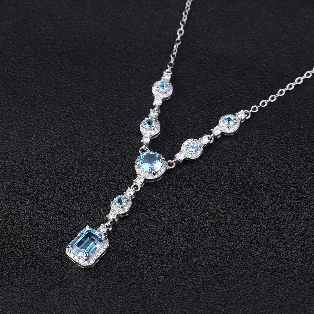 Sterling Silver Swiss Blue Topaz Necklace